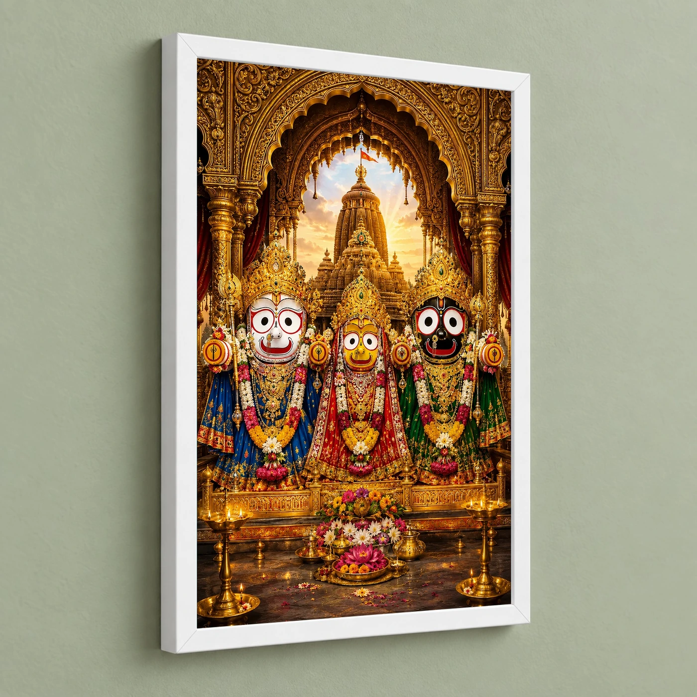Jagannath Trinity Ornate Golden Temple Darshan Photo Frame, view 5