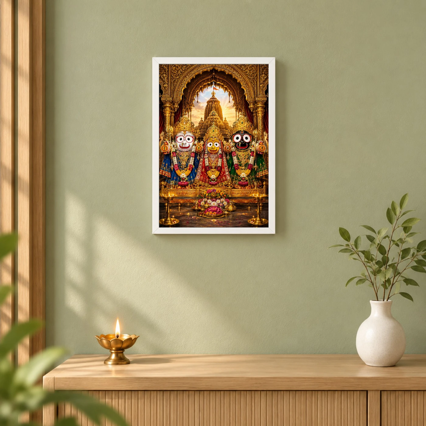 Jagannath Trinity Ornate Golden Temple Darshan Photo Frame, view 6