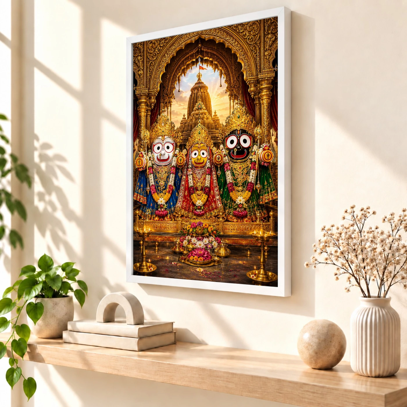 Jagannath Trinity Ornate Golden Temple Darshan Photo Frame, view 7
