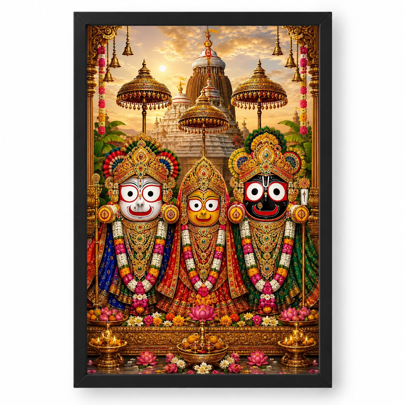 Jagannath Trinity Peaceful Home Mandir Composition Photo Frame