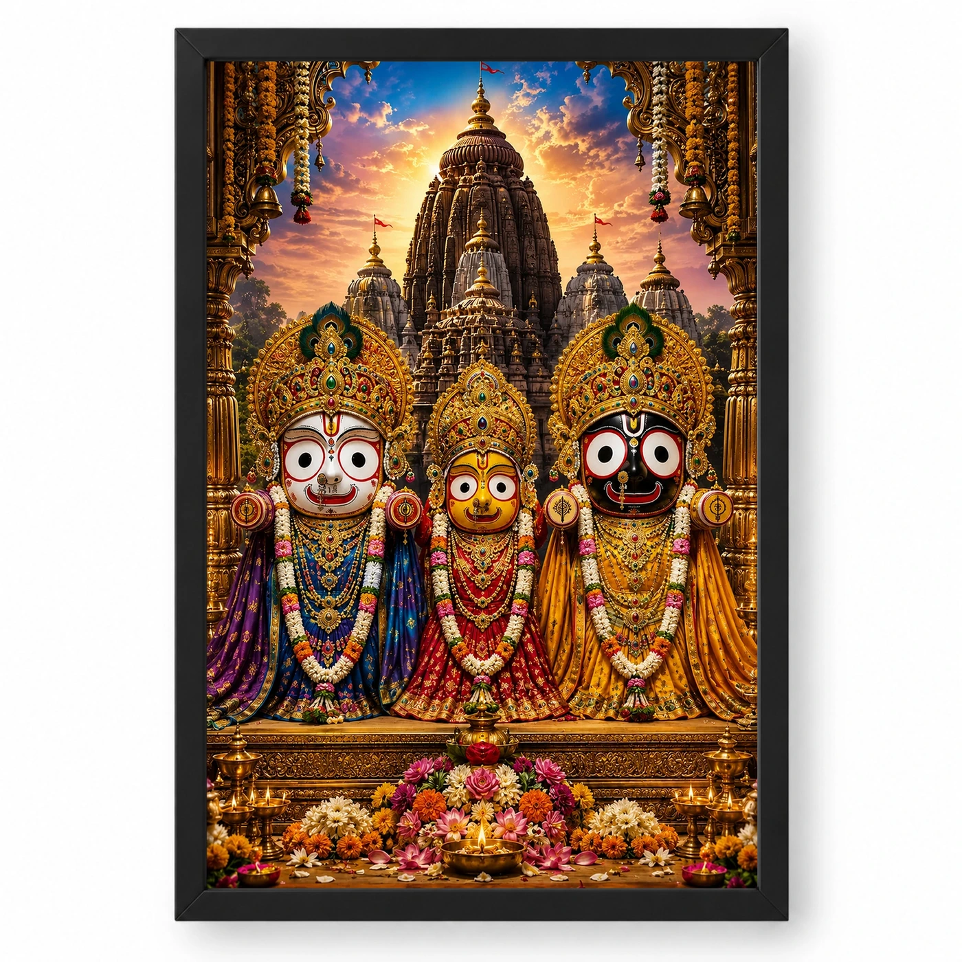 Jagannath Trinity Royal Jewel-Toned Portrait Photo Frame