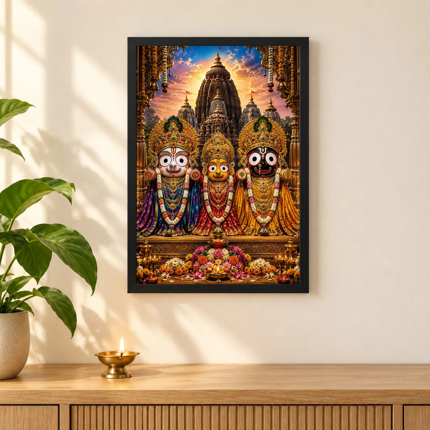 Jagannath Trinity Royal Jewel-Toned Portrait Photo Frame, view 3