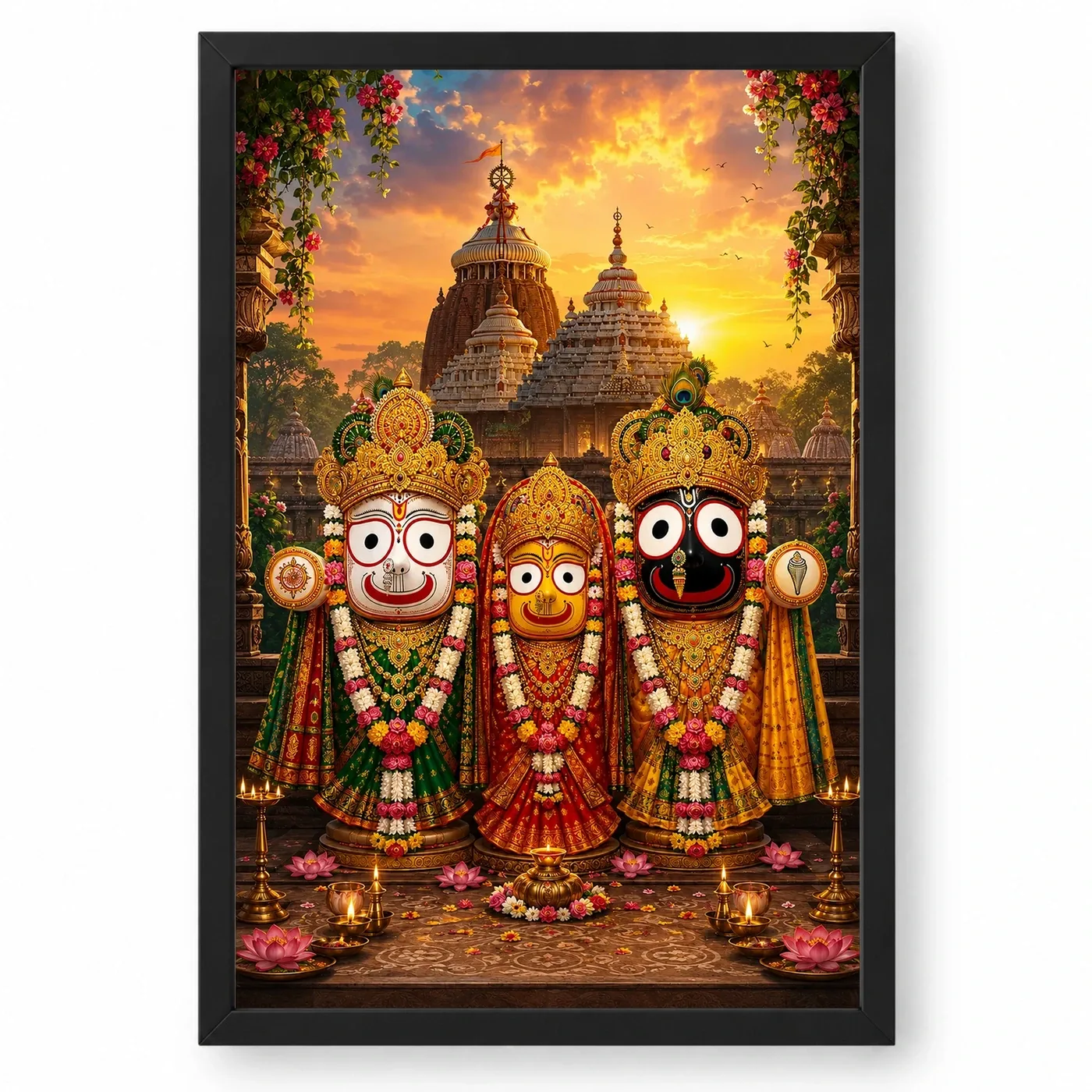 Jagannath Trinity Serene Sunrise Blessing Photo Frame