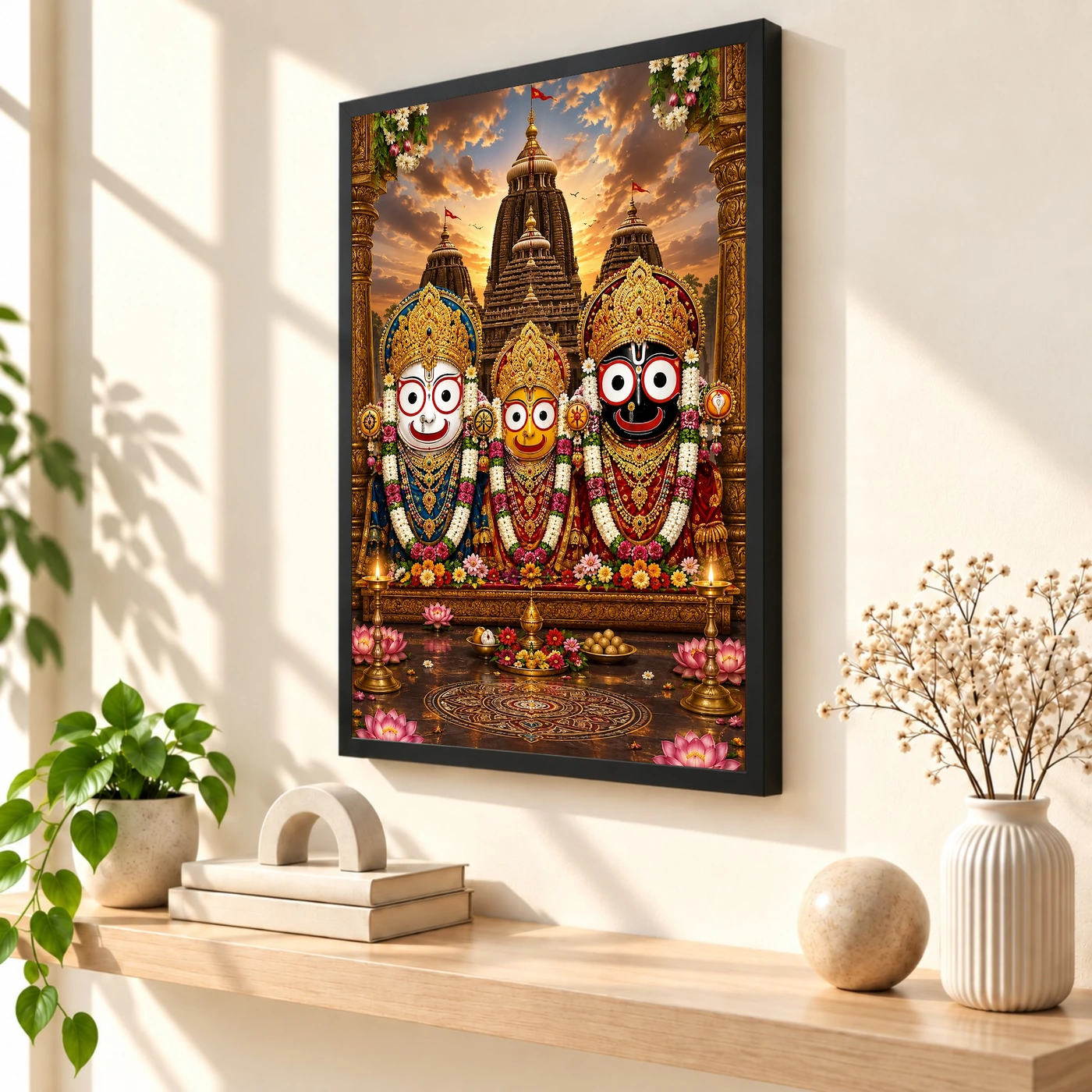 Jagannath Trinity Traditional Indian Miniature-Inspired Devotional Art Photo Frame, view 2