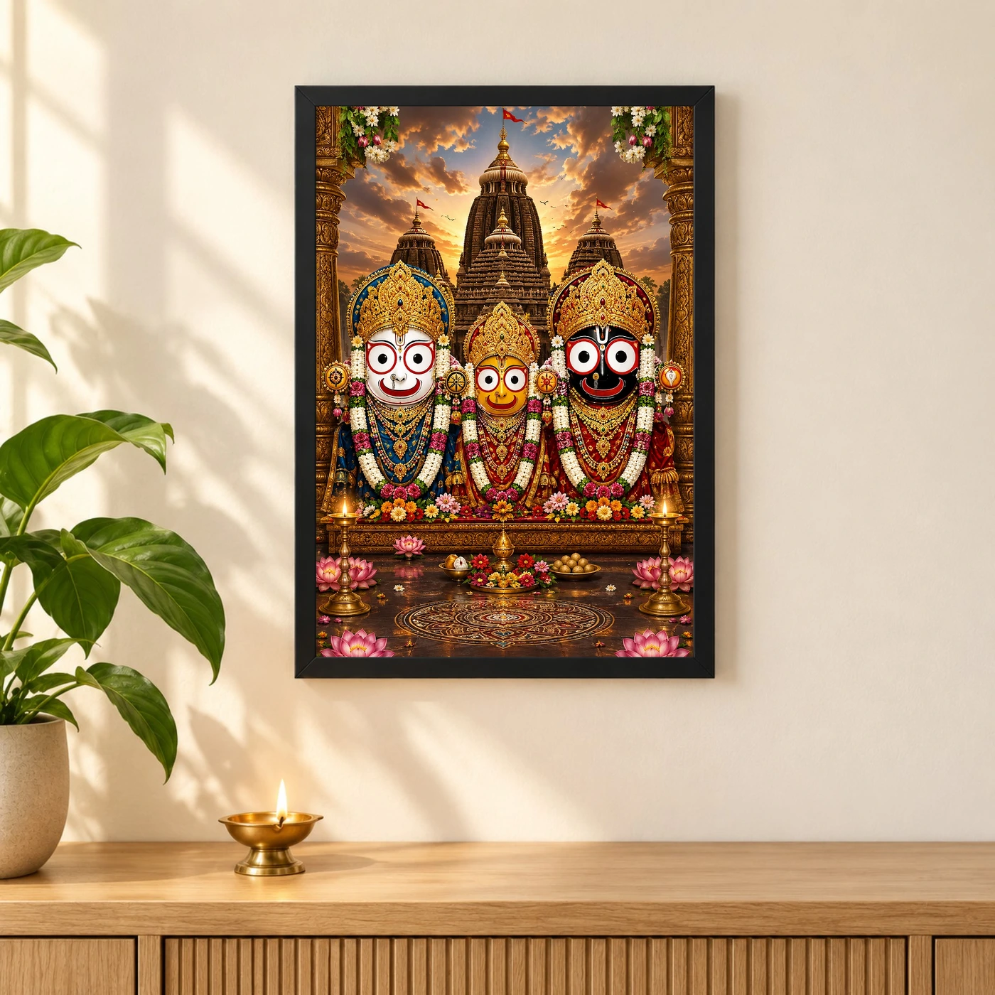 Jagannath Trinity Traditional Indian Miniature-Inspired Devotional Art Photo Frame, view 3
