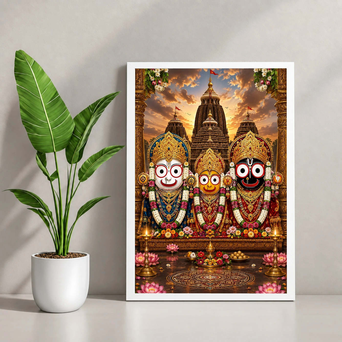 Jagannath Trinity Traditional Indian Miniature-Inspired Devotional Art Photo Frame, view 4
