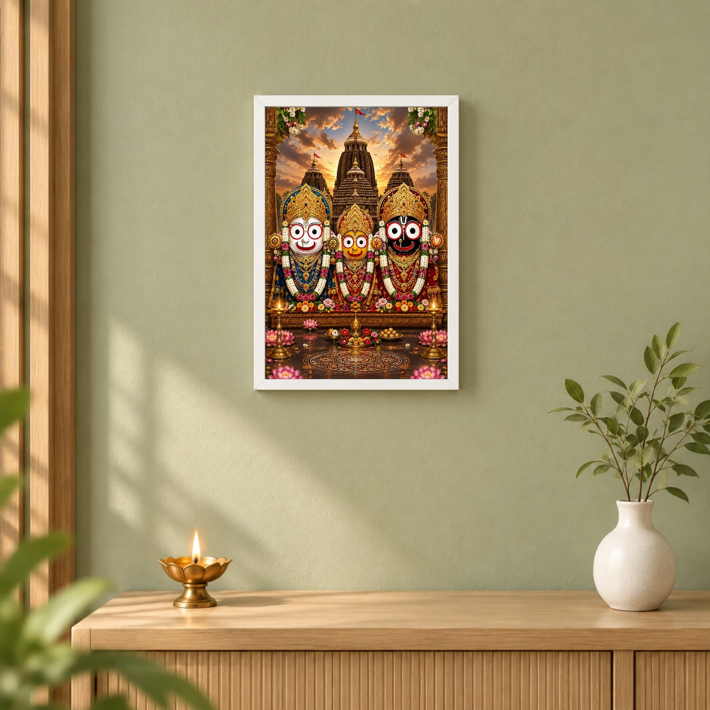 Jagannath Trinity Traditional Indian Miniature-Inspired Devotional Art Photo Frame, view 6
