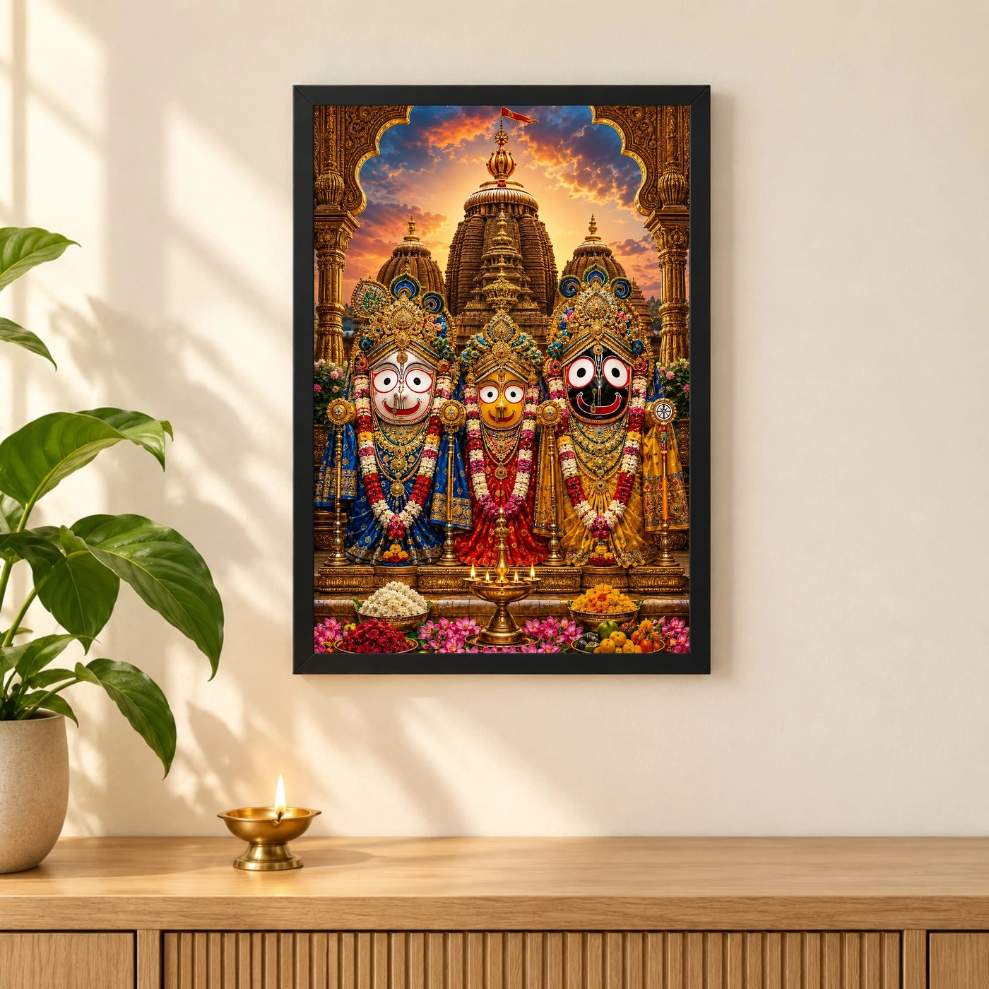Jagannath Trinity Vivid Premium Spiritual Poster Art Photo Frame, view 3
