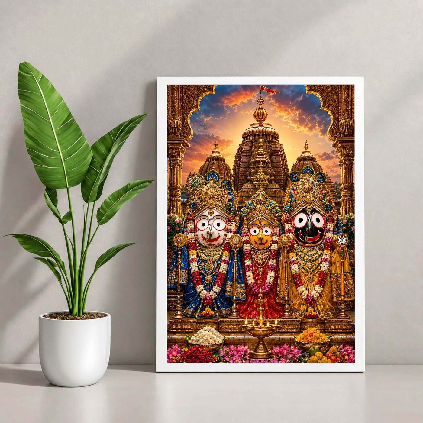 Jagannath Trinity Vivid Premium Spiritual Poster Art Photo Frame, view 4