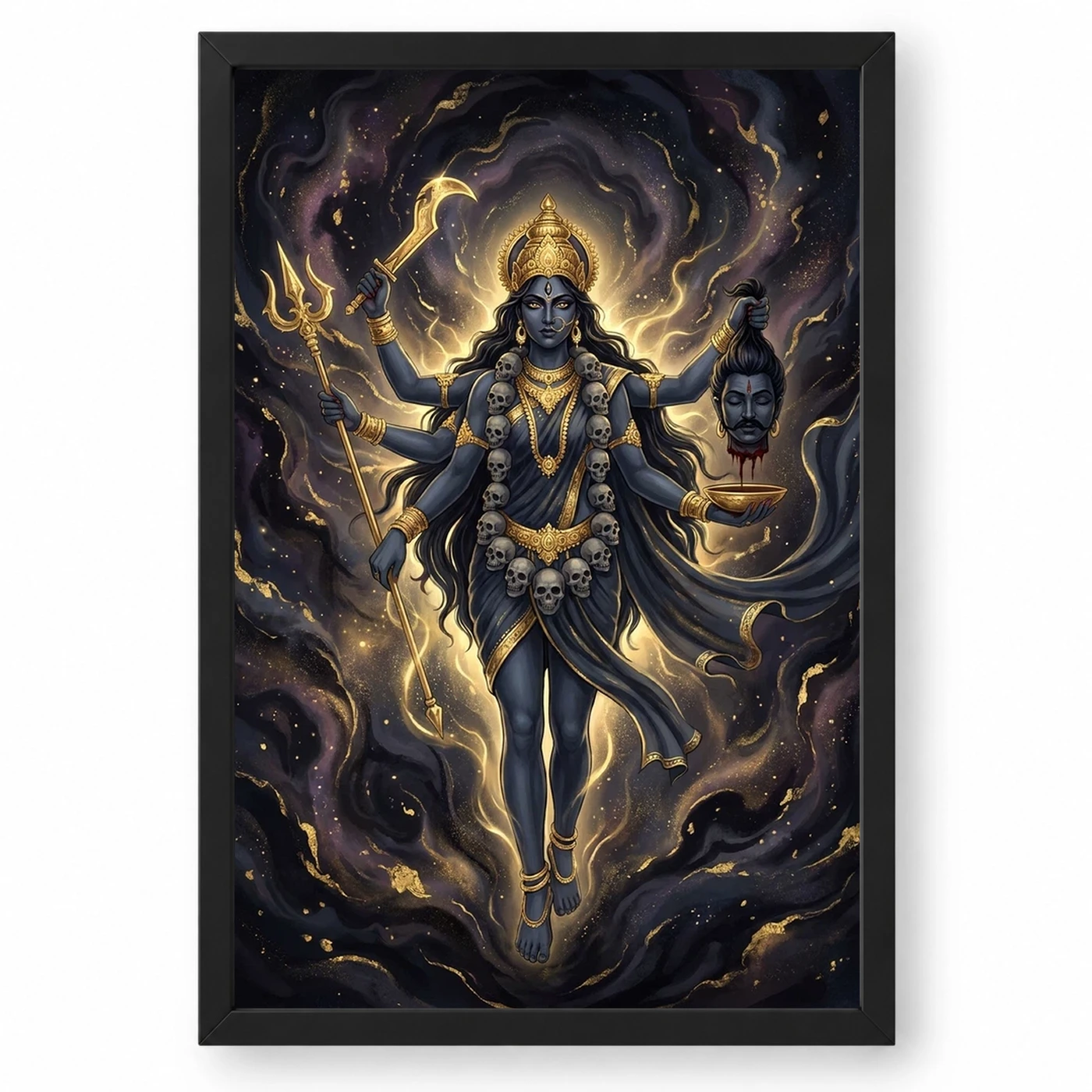 Kali Durga Energy Fierce Divine Feminine Dark Gold Art Photo Frame