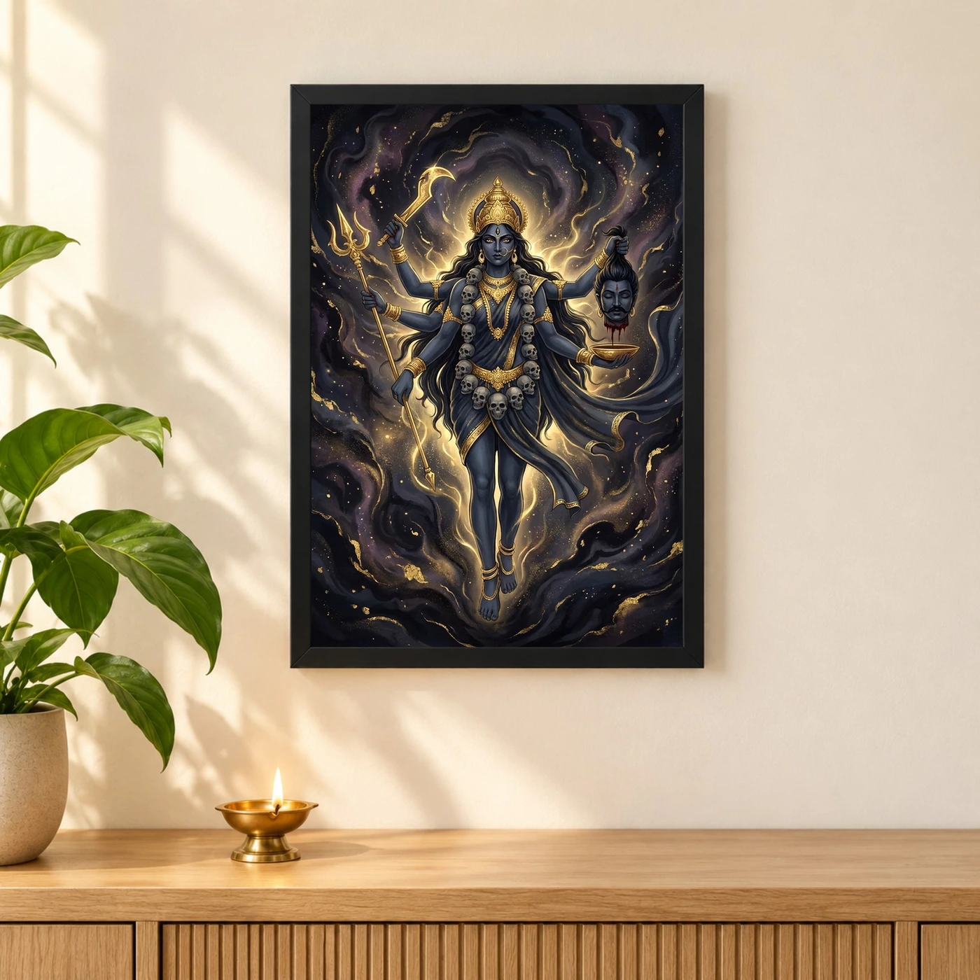 Kali Durga Energy Fierce Divine Feminine Dark Gold Art Photo Frame, view 3