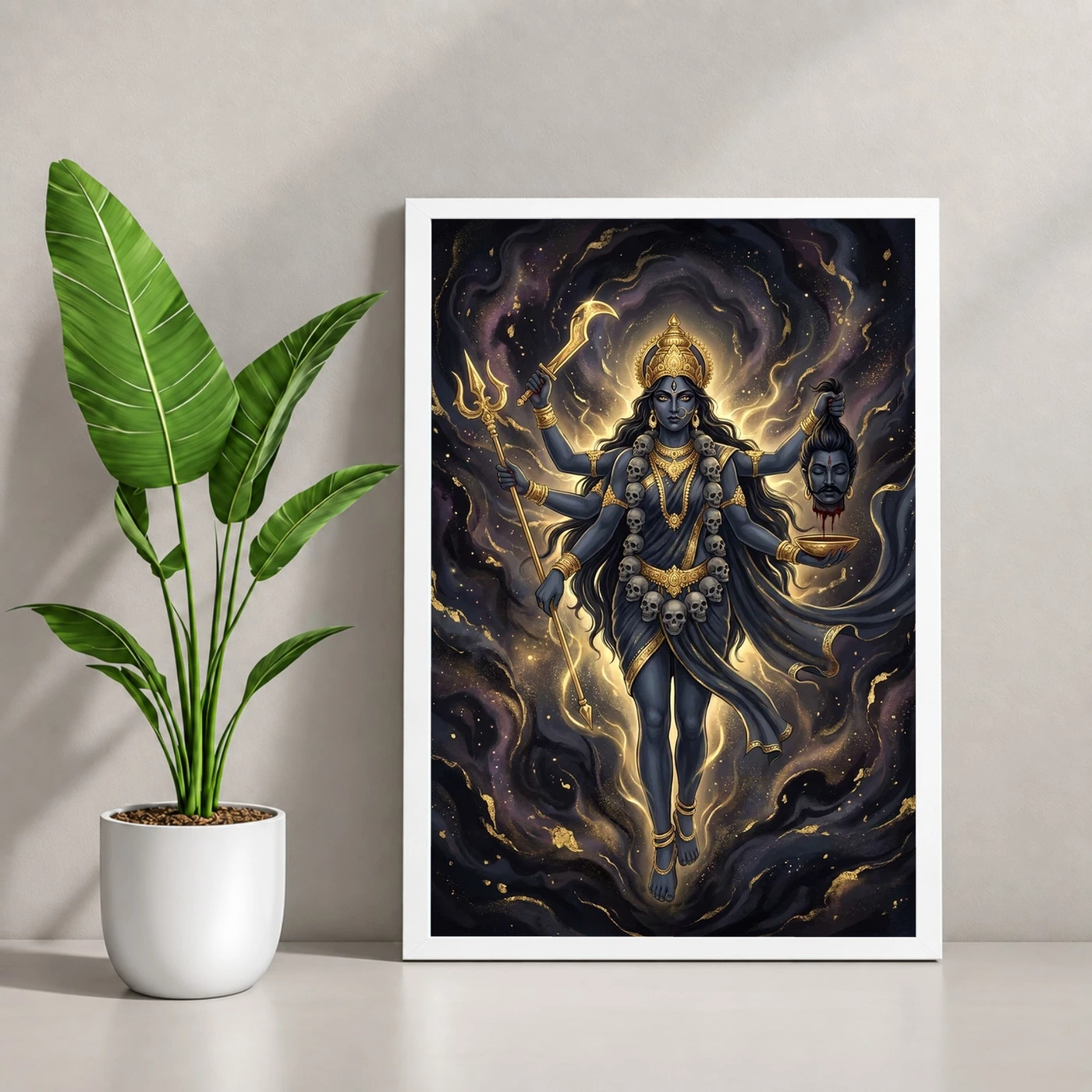 Kali Durga Energy Fierce Divine Feminine Dark Gold Art Photo Frame, view 4