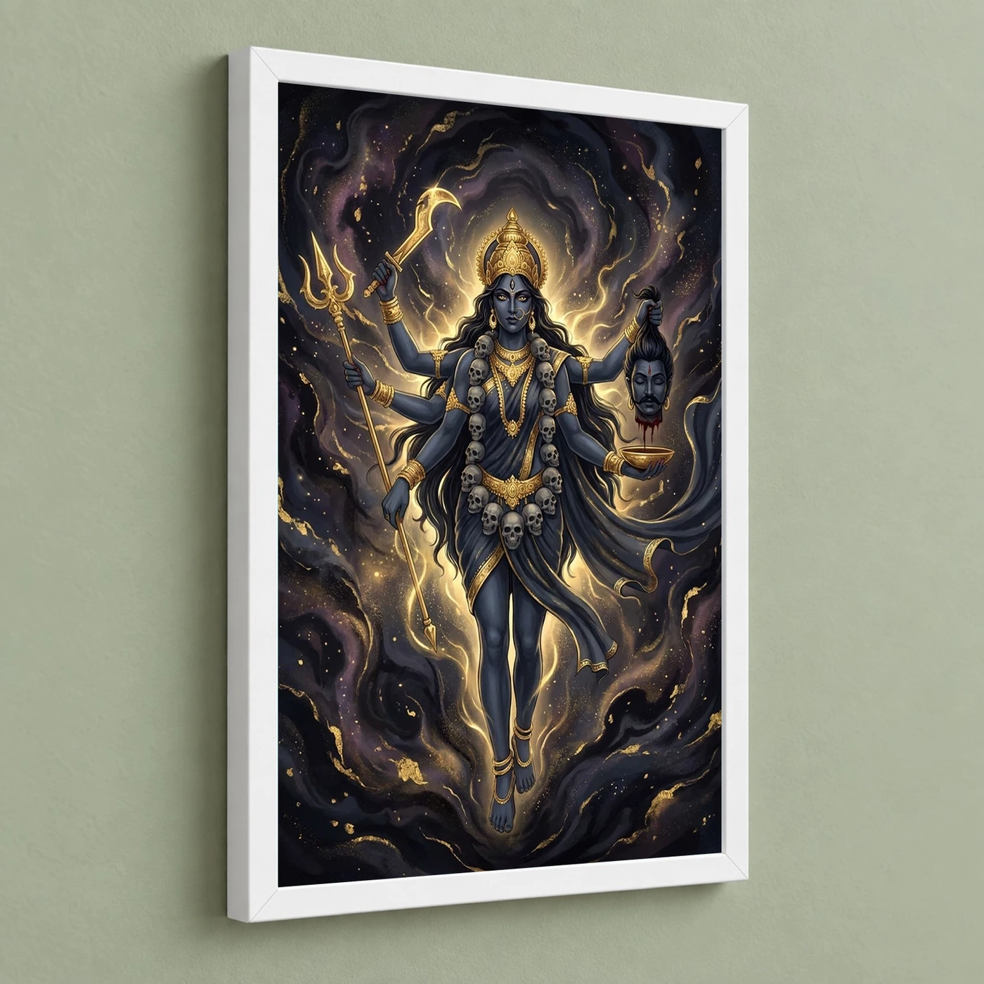 Kali Durga Energy Fierce Divine Feminine Dark Gold Art Photo Frame, view 5