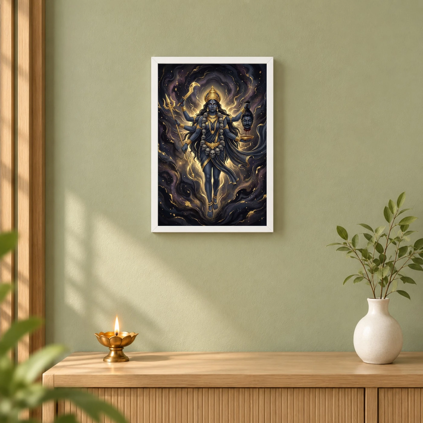 Kali Durga Energy Fierce Divine Feminine Dark Gold Art Photo Frame, view 6