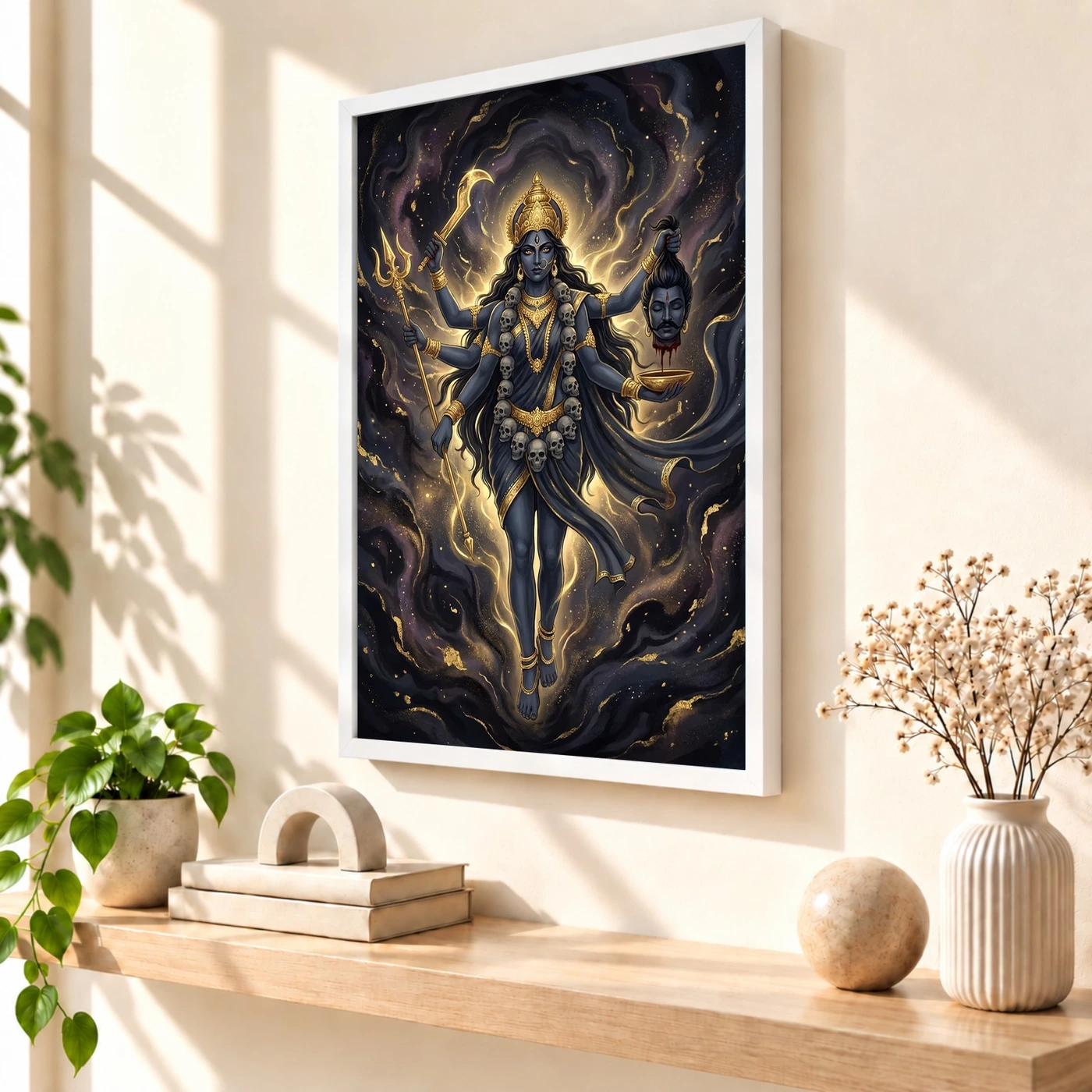 Kali Durga Energy Fierce Divine Feminine Dark Gold Art Photo Frame, view 7