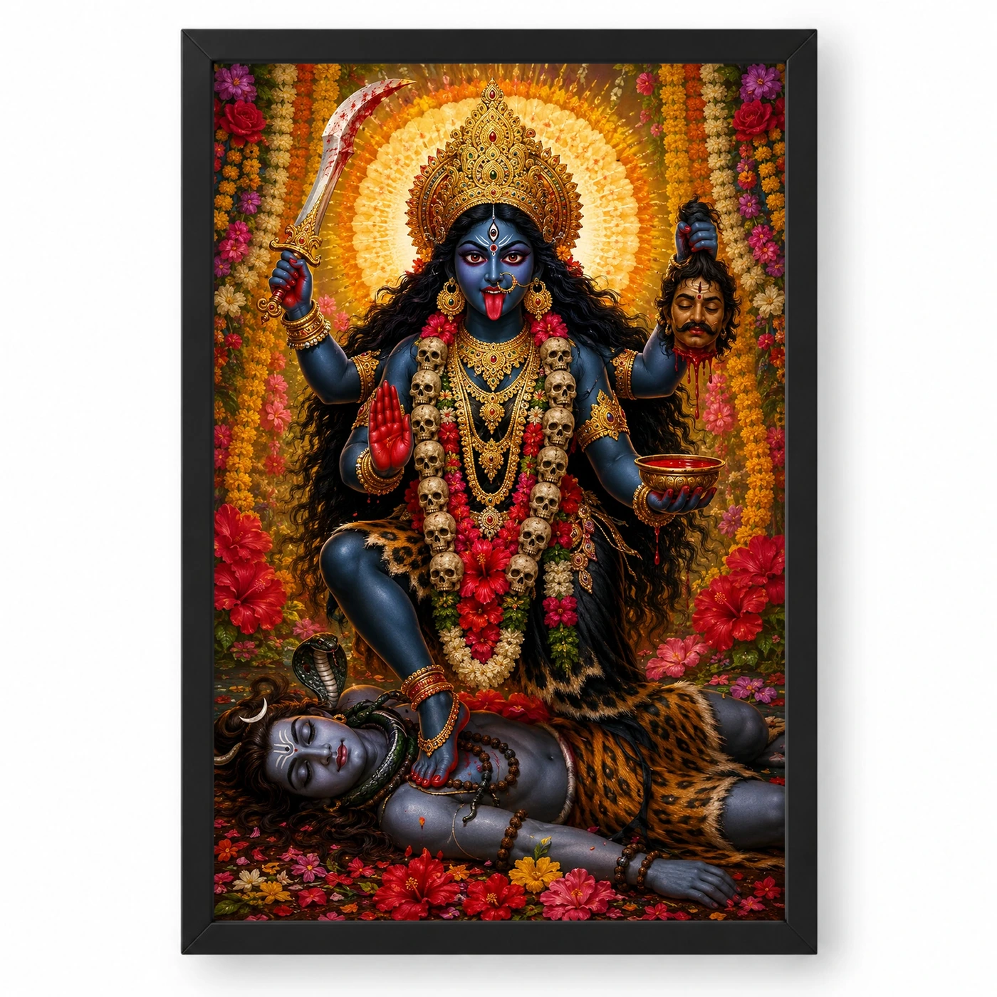 Kali Maa Grand Festival Flower Decoration Photo Frame