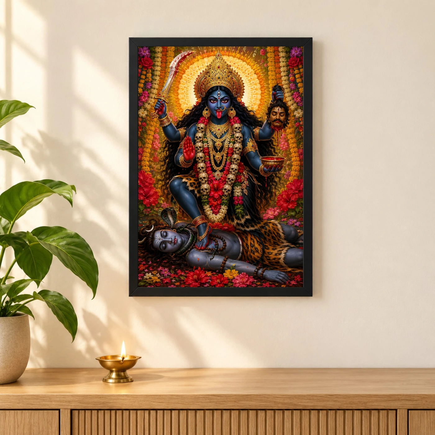 Kali Maa Grand Festival Flower Decoration Photo Frame, view 3