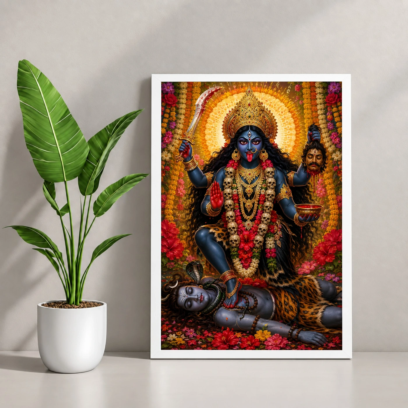 Kali Maa Grand Festival Flower Decoration Photo Frame, view 4