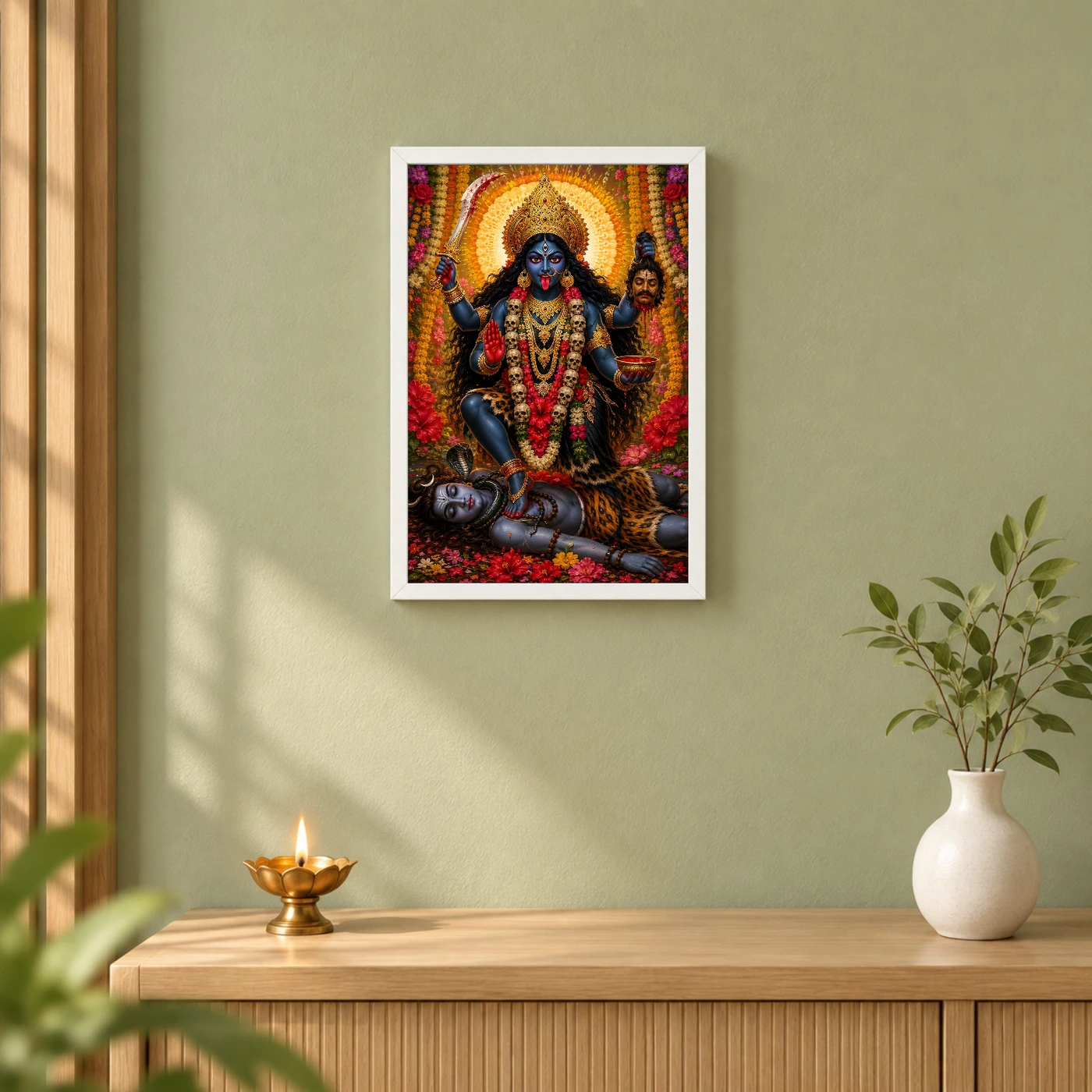 Kali Maa Grand Festival Flower Decoration Photo Frame, view 6