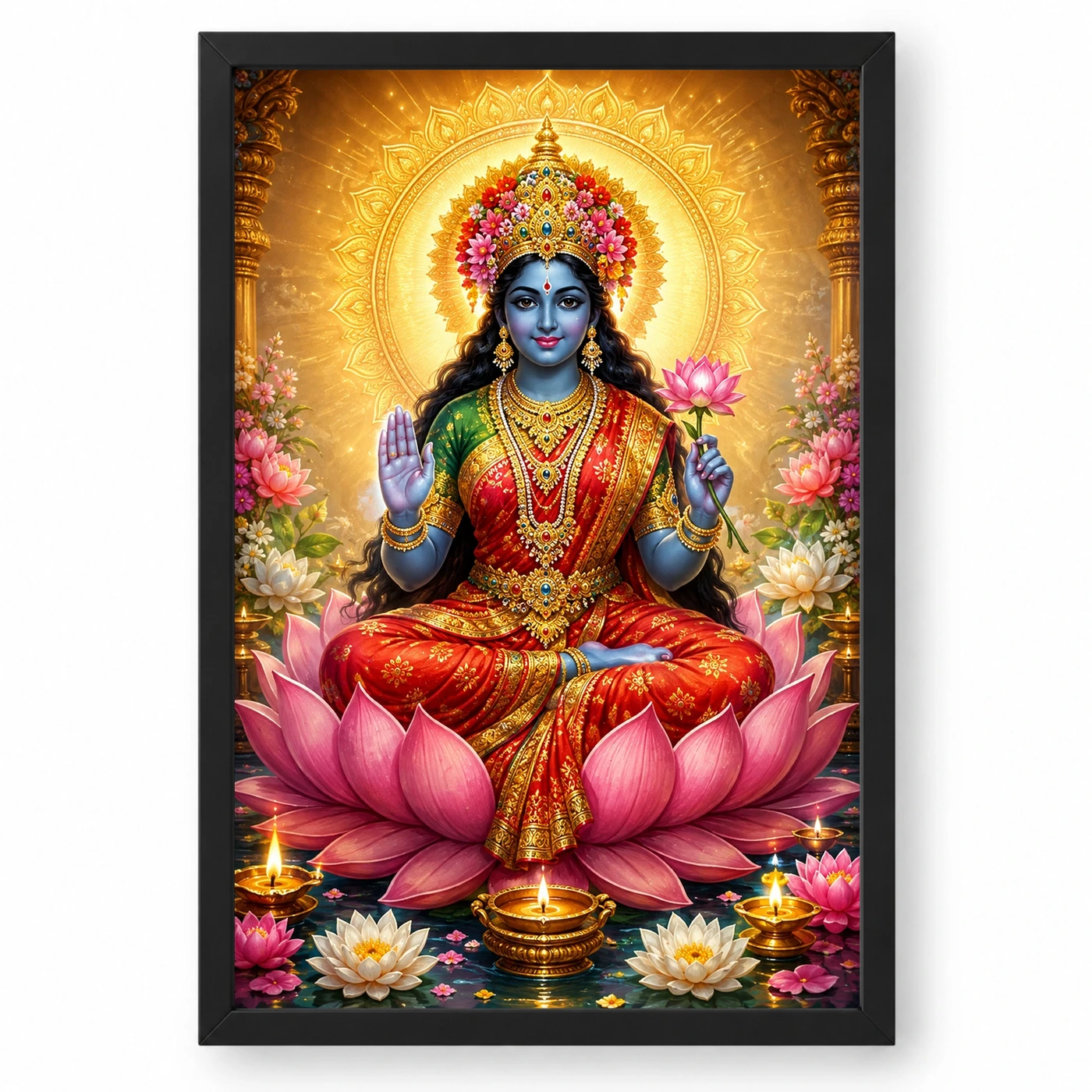 Kali Maa Lotus And Diya Radiance Photo Frame