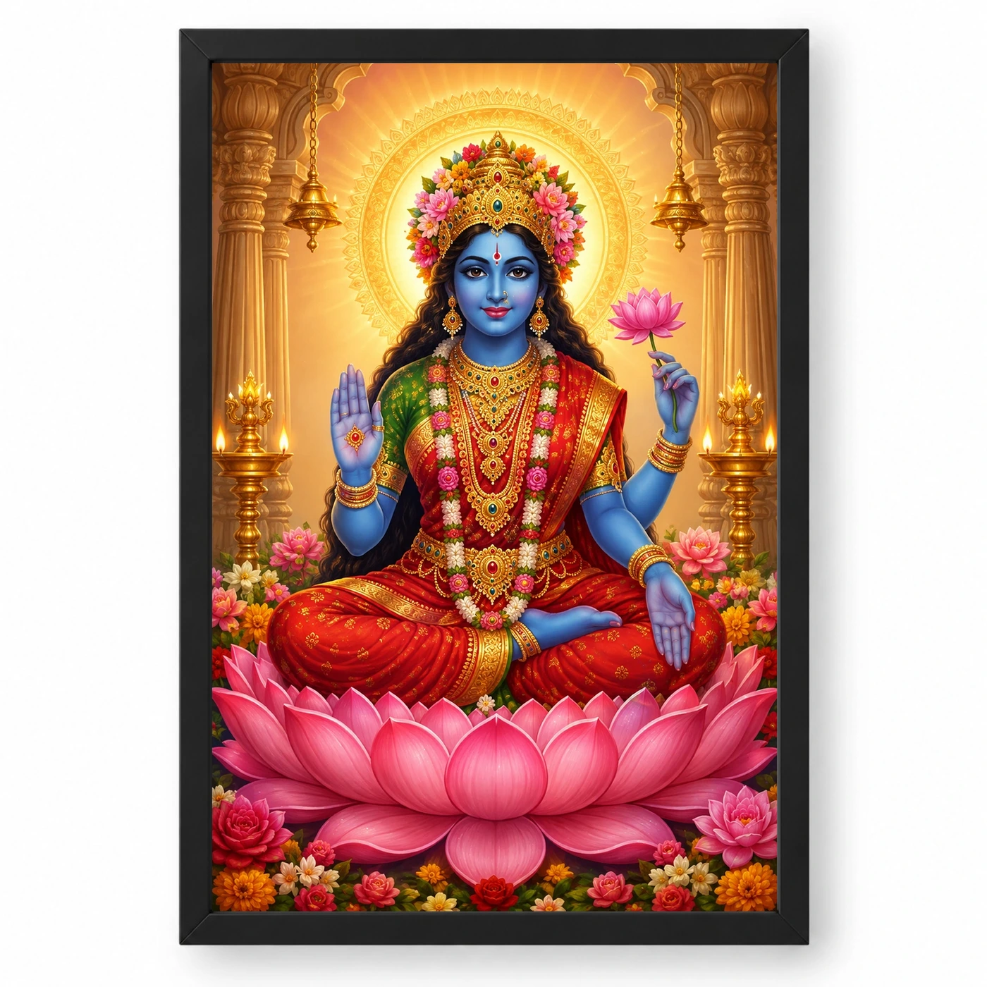 Kali Maa Peaceful Home Mandir Composition Photo Frame