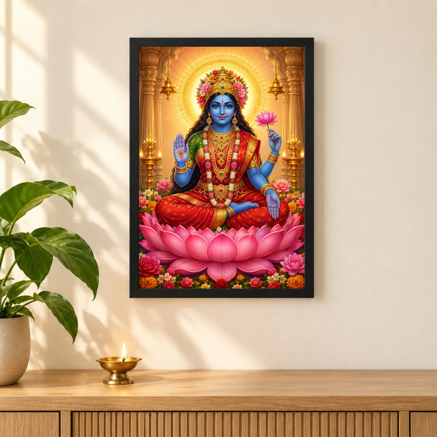 Kali Maa Peaceful Home Mandir Composition Photo Frame, view 3
