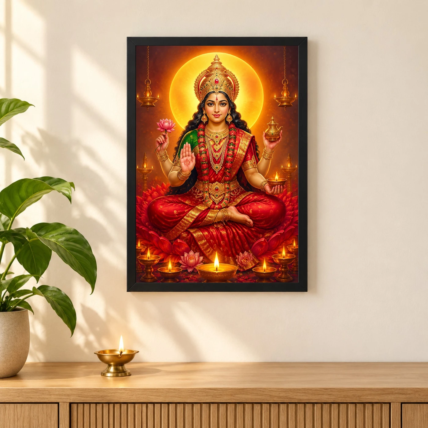 Kamakhya Devi Lotus And Diya Radiance Photo Frame, view 3