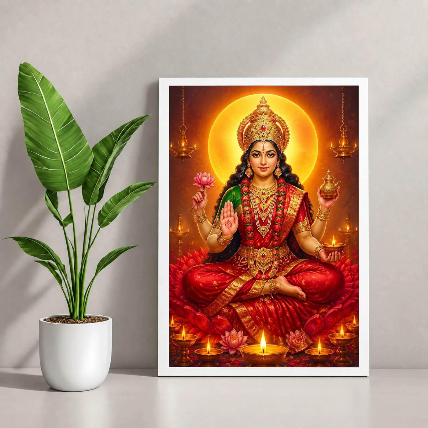 Kamakhya Devi Lotus And Diya Radiance Photo Frame, view 4