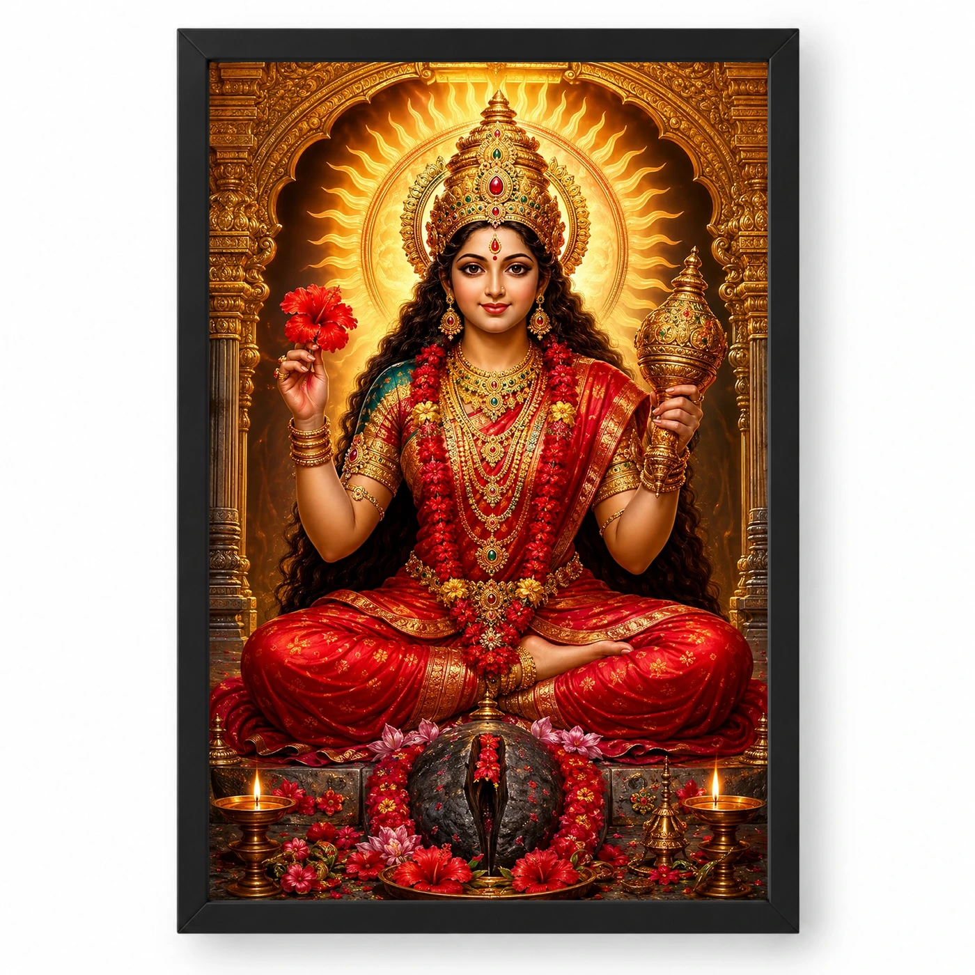Kamakhya Devi Ornate Golden Temple Darshan Photo Frame