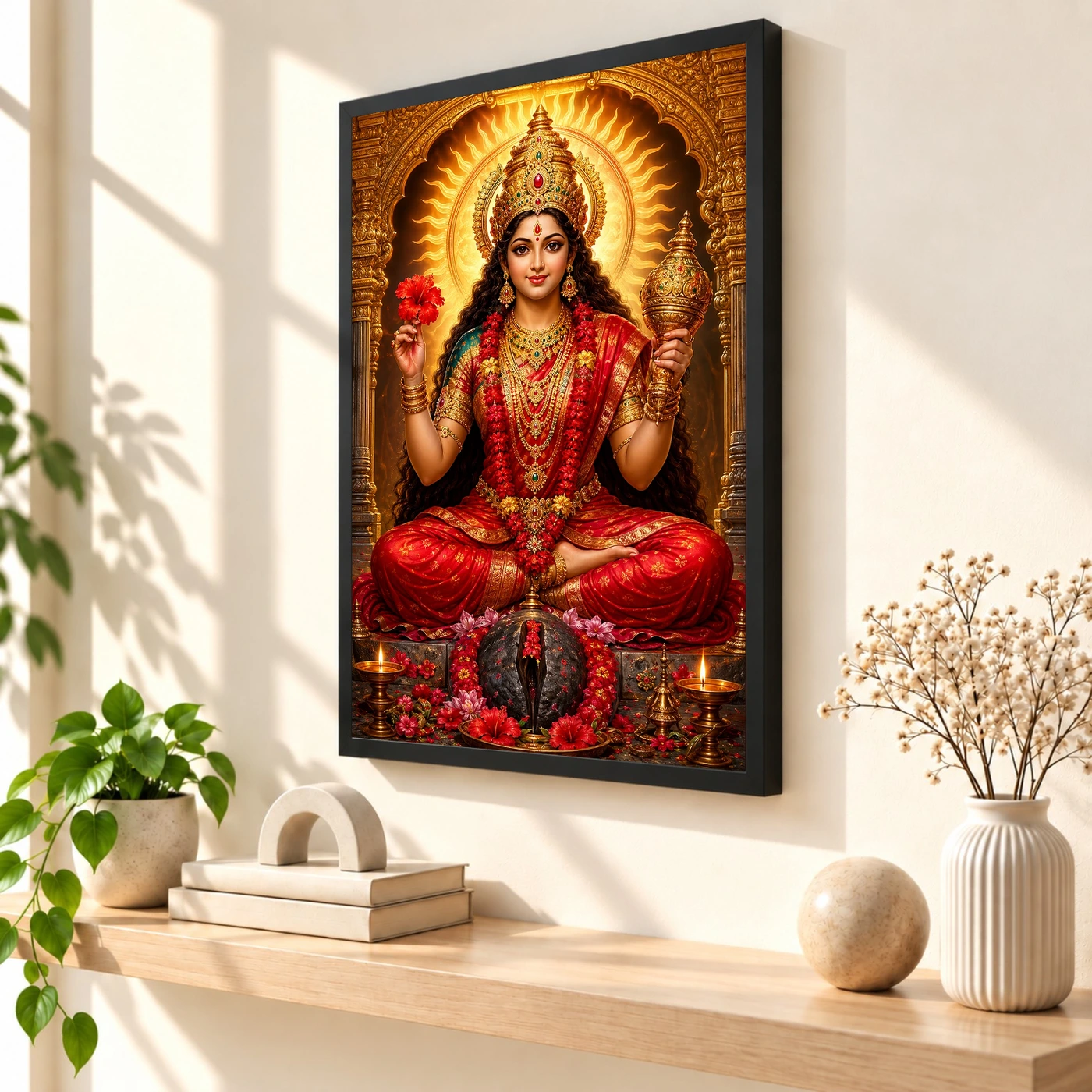 Kamakhya Devi Ornate Golden Temple Darshan Photo Frame, view 2