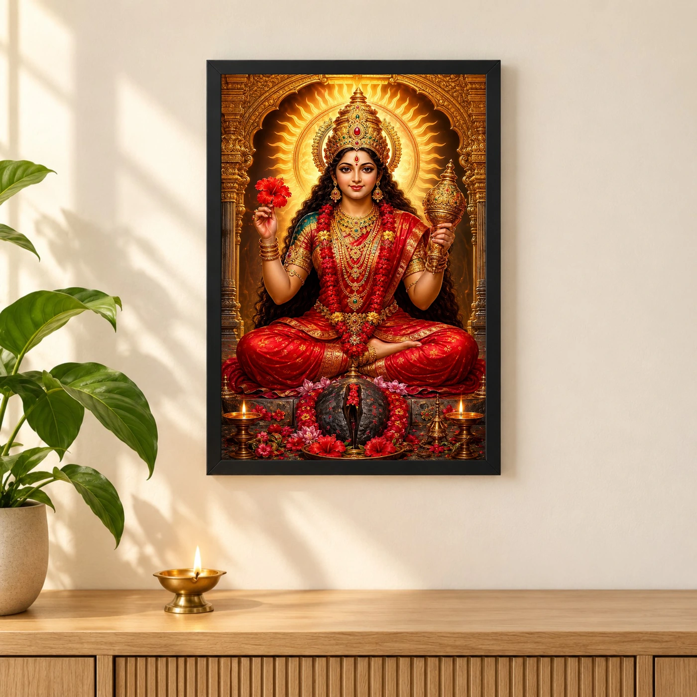 Kamakhya Devi Ornate Golden Temple Darshan Photo Frame, view 3