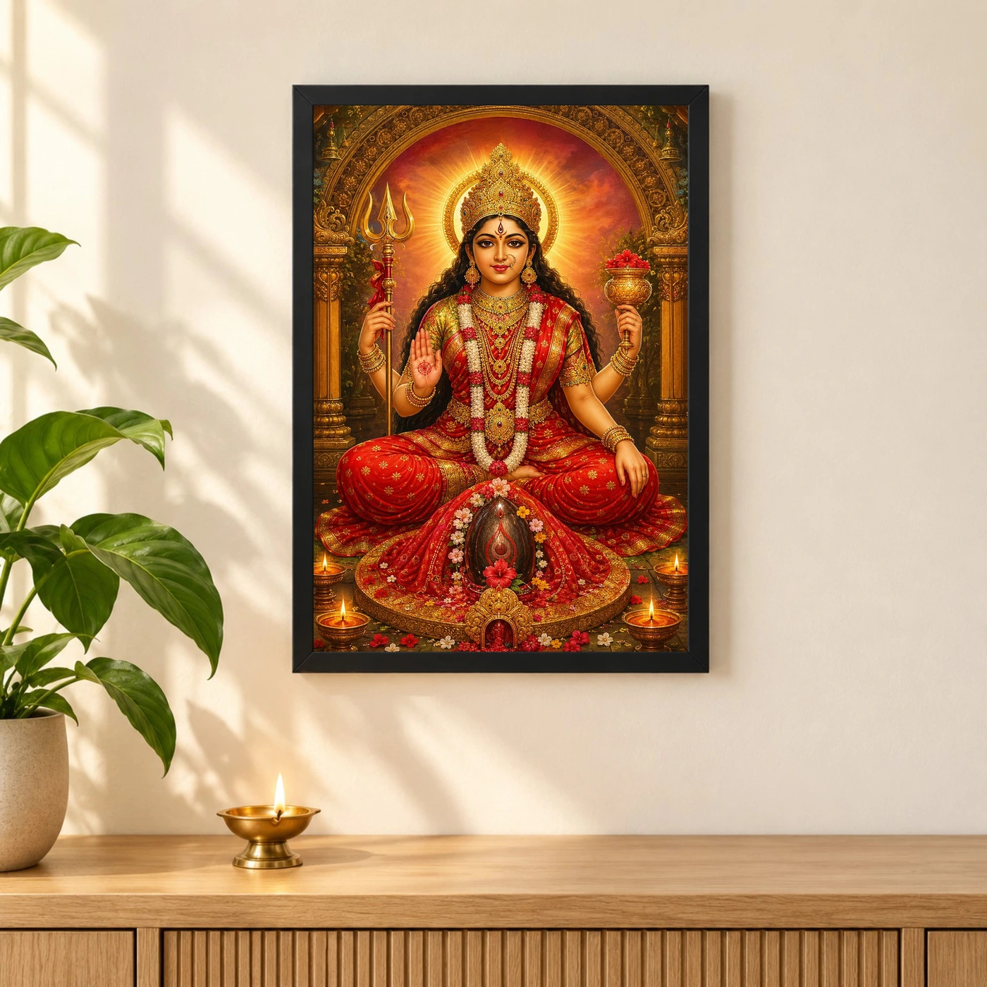 Kamakhya Devi Traditional Indian Miniature-Inspired Devotional Art Photo Frame, view 3