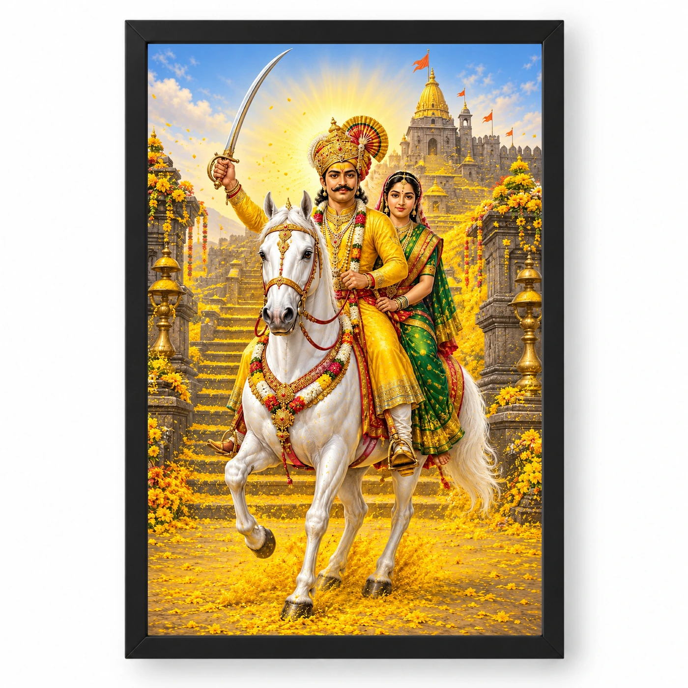 Khandoba Banai Jejuri Turmeric Photo Frame
