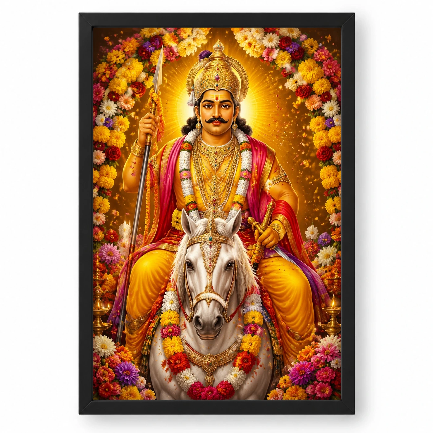 Khandoba Grand Festival Flower Decoration Photo Frame