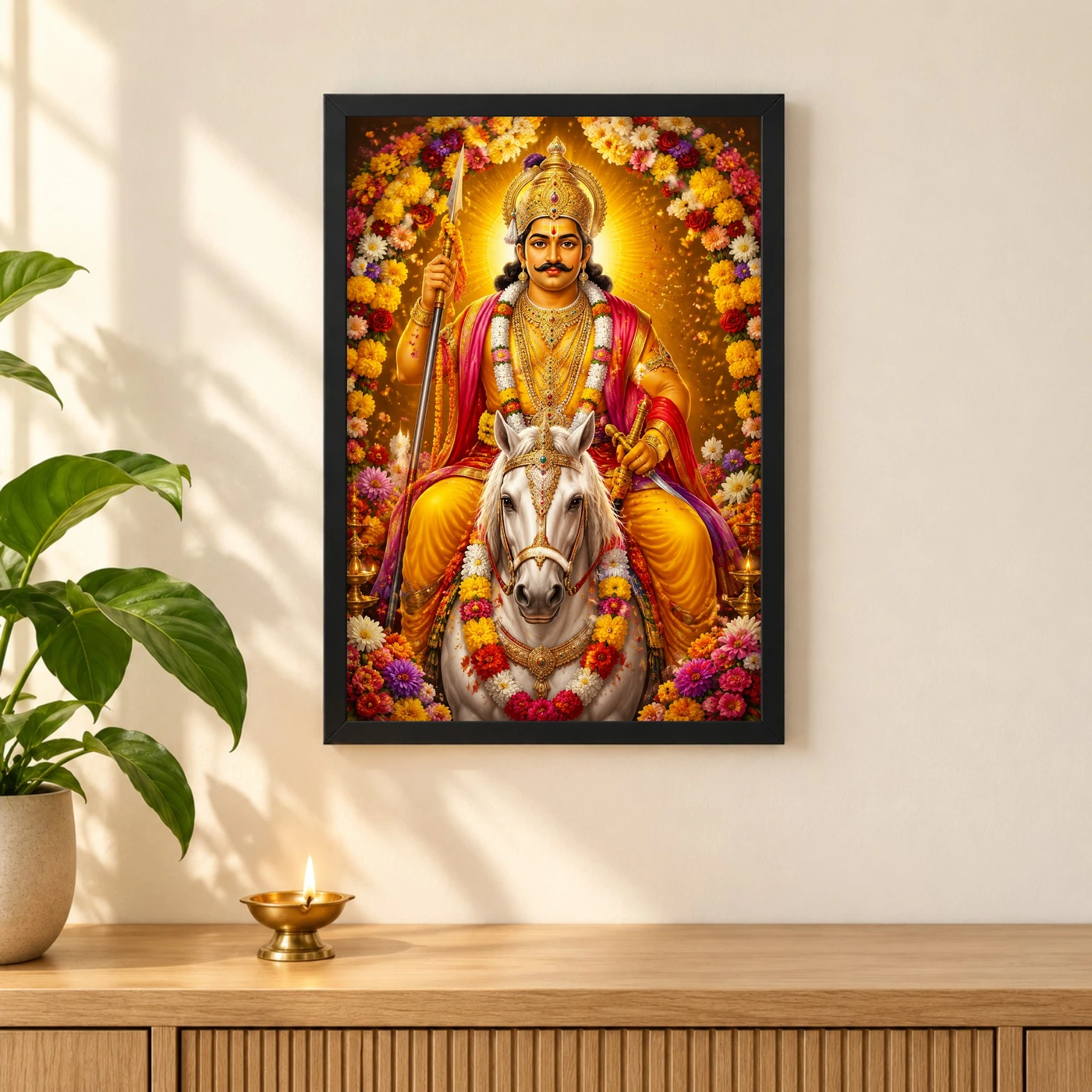 Khandoba Grand Festival Flower Decoration Photo Frame, view 3
