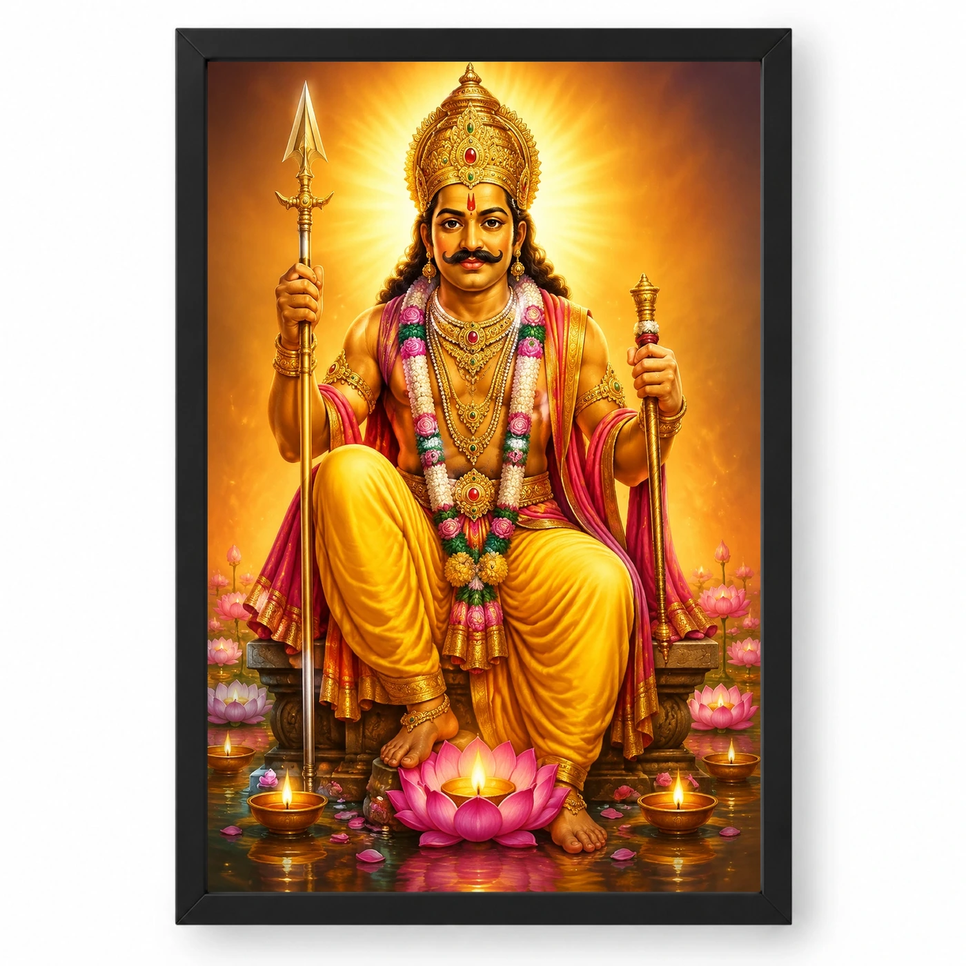 Khandoba Lotus And Diya Radiance Photo Frame