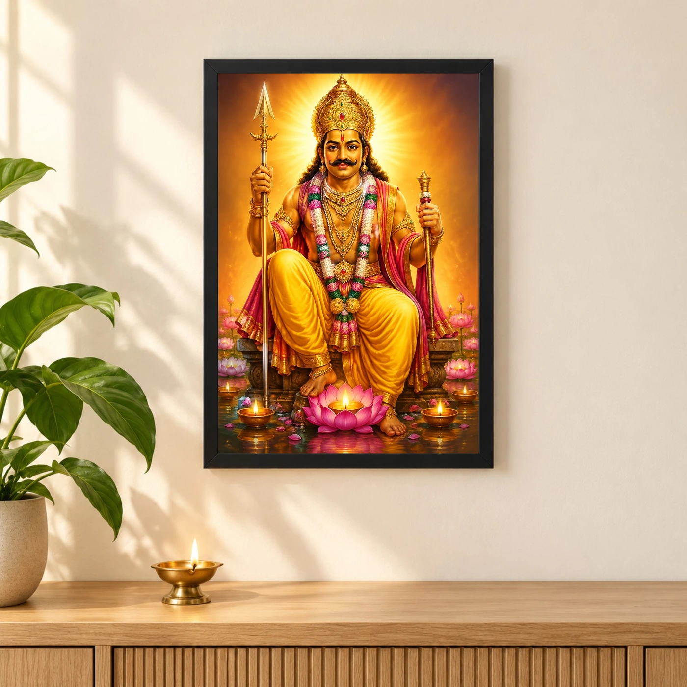 Khandoba Lotus And Diya Radiance Photo Frame, view 3