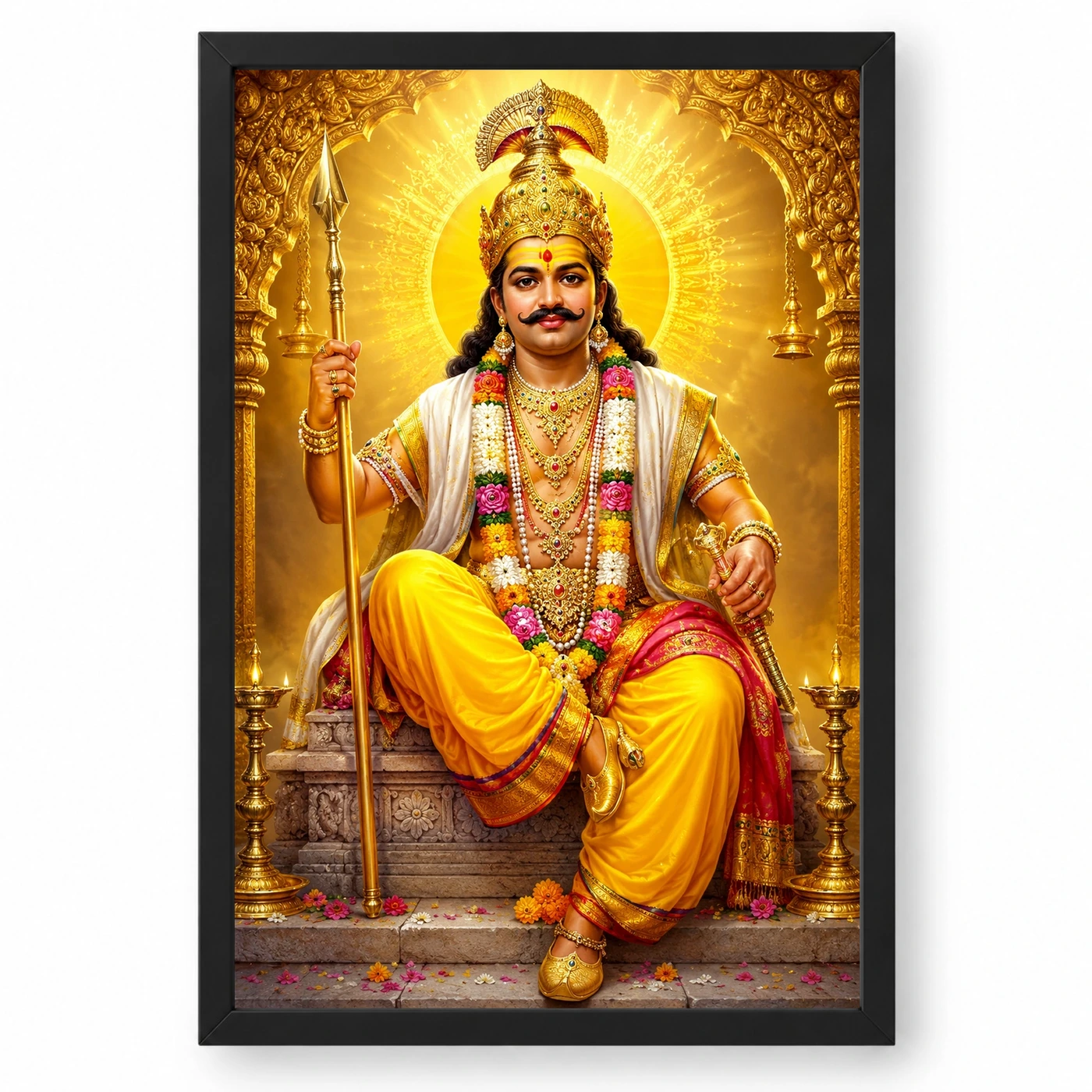 Khandoba Ornate Golden Temple Darshan Photo Frame