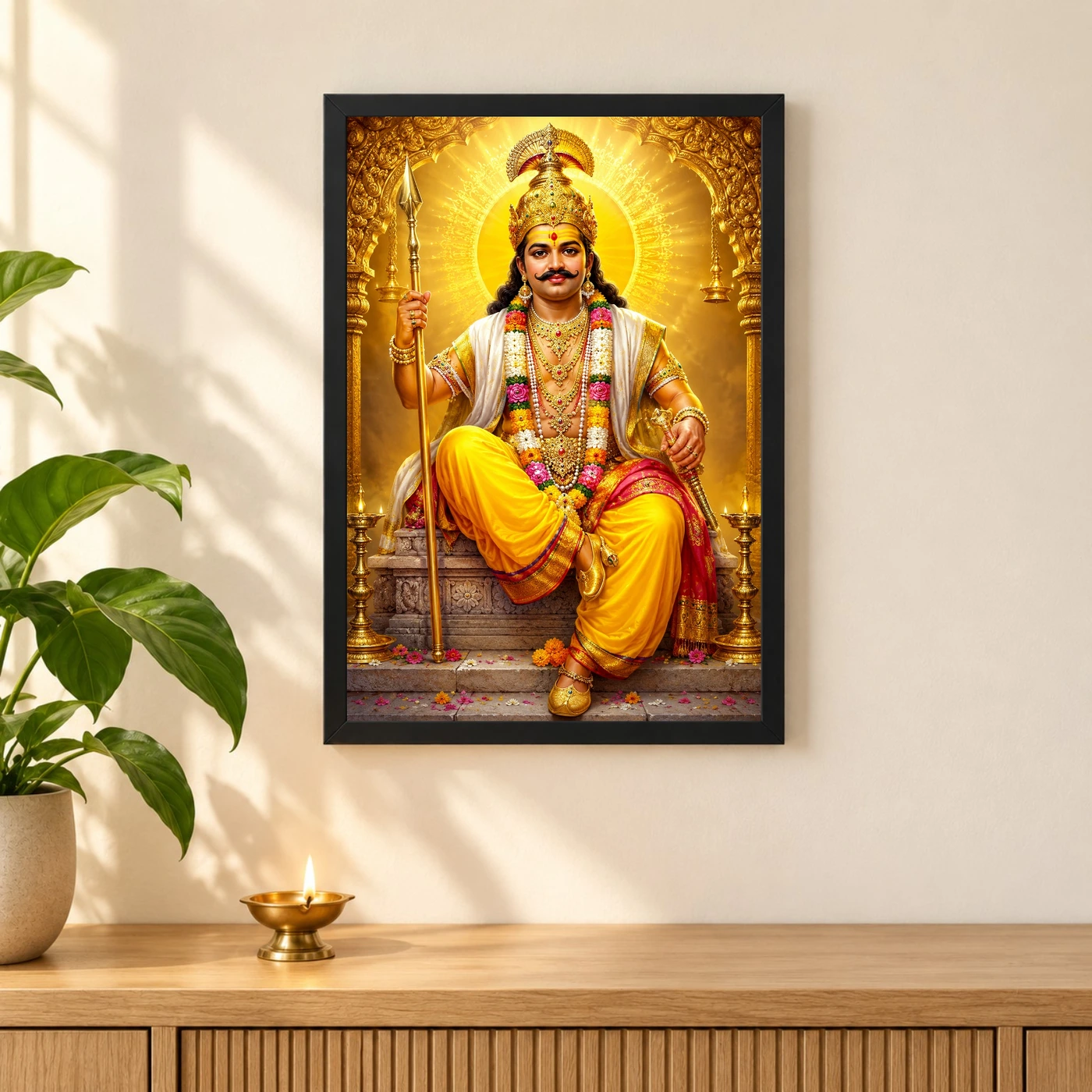 Khandoba Ornate Golden Temple Darshan Photo Frame, view 3