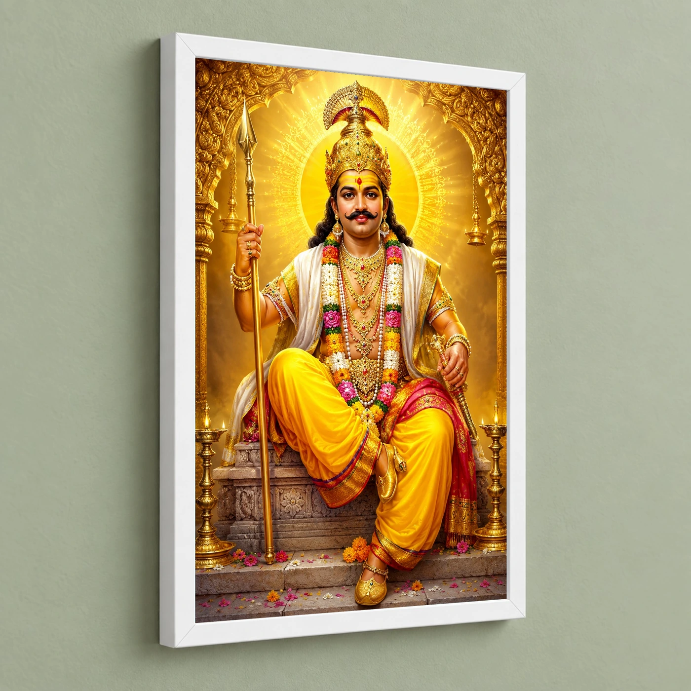 Khandoba Ornate Golden Temple Darshan Photo Frame, view 5