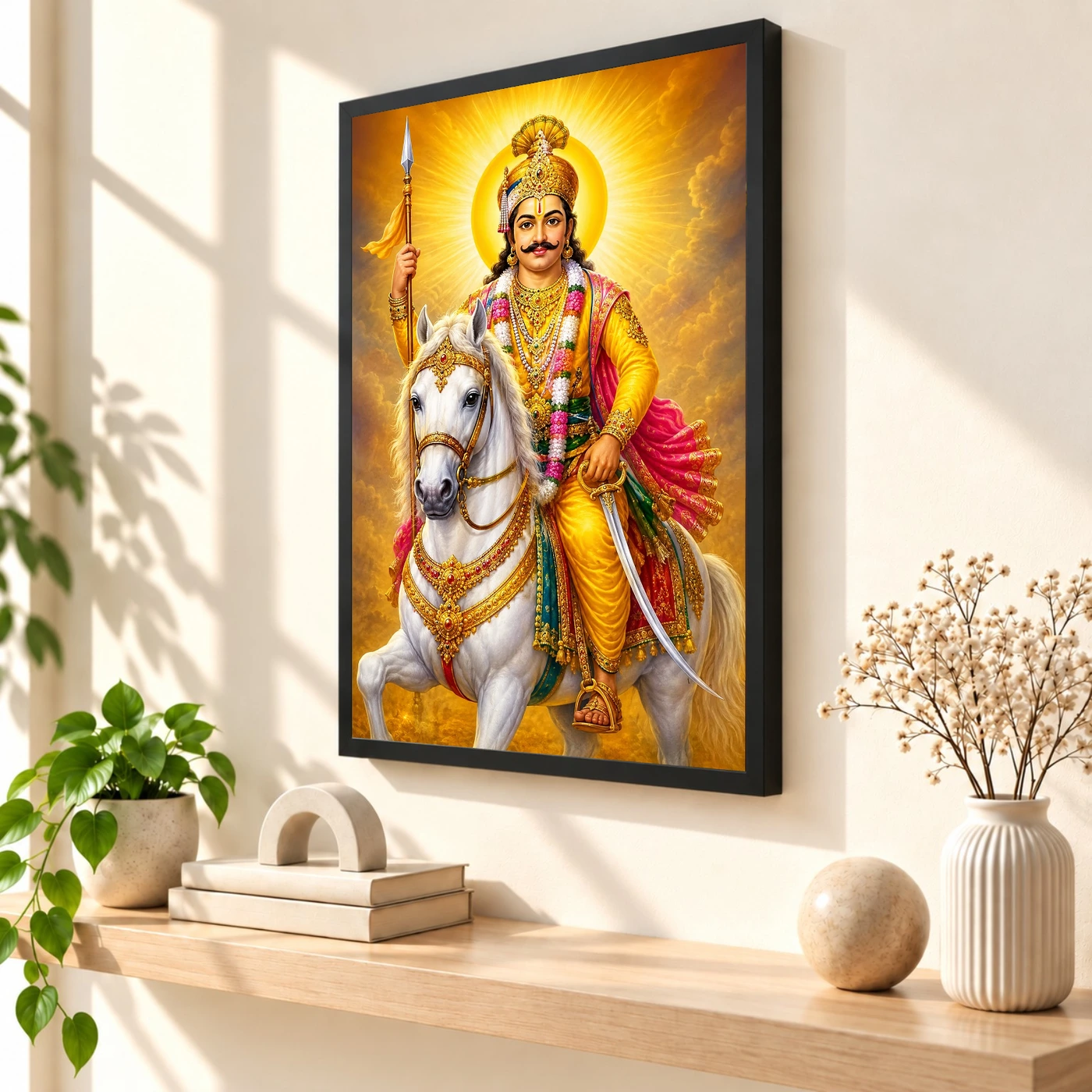 Khandoba Traditional Indian Miniature-Inspired Devotional Art Photo Frame, view 2