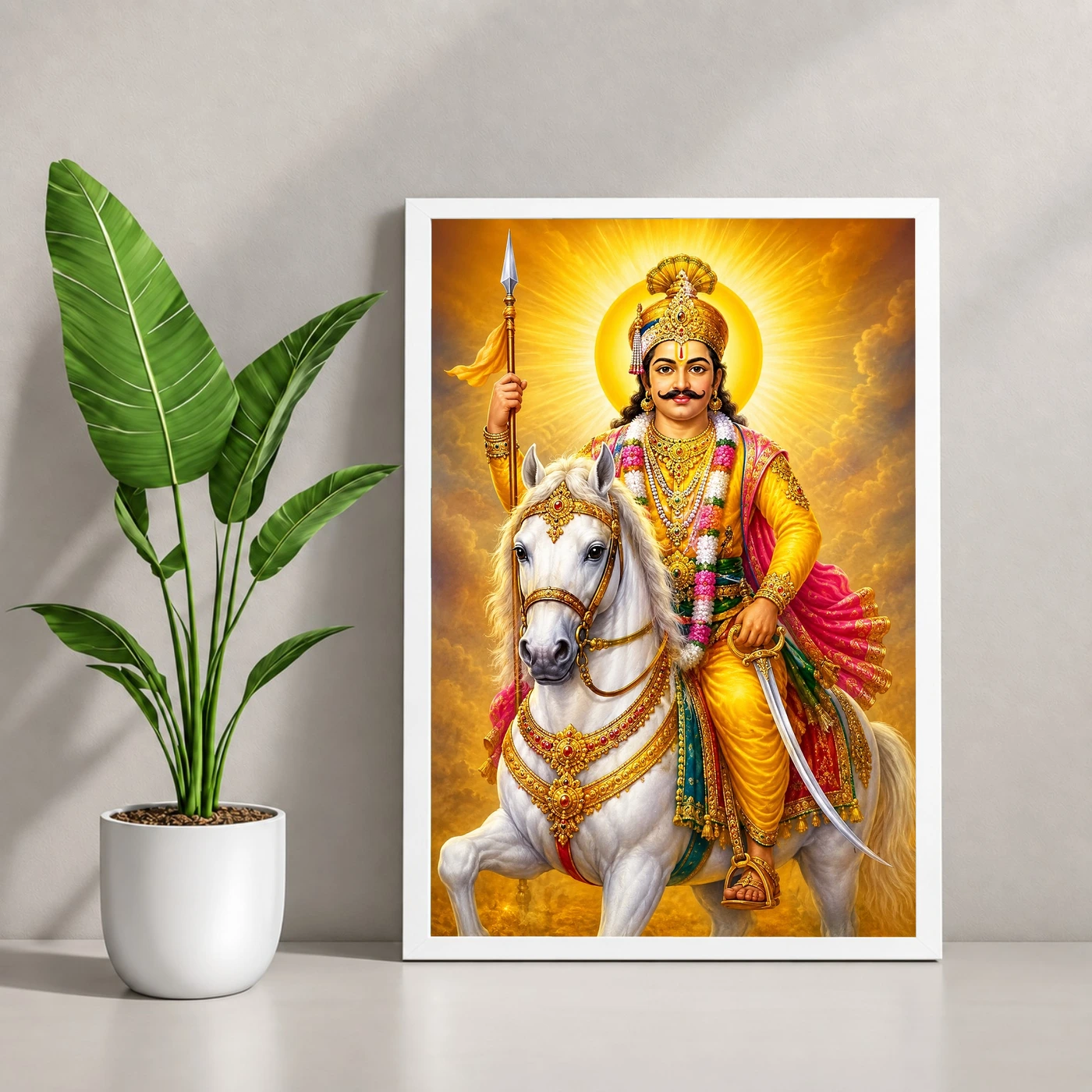Khandoba Traditional Indian Miniature-Inspired Devotional Art Photo Frame, view 4