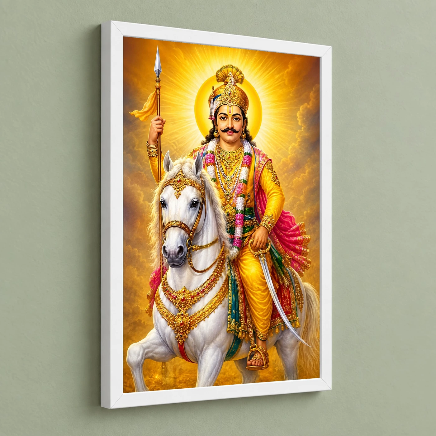 Khandoba Traditional Indian Miniature-Inspired Devotional Art Photo Frame, view 5