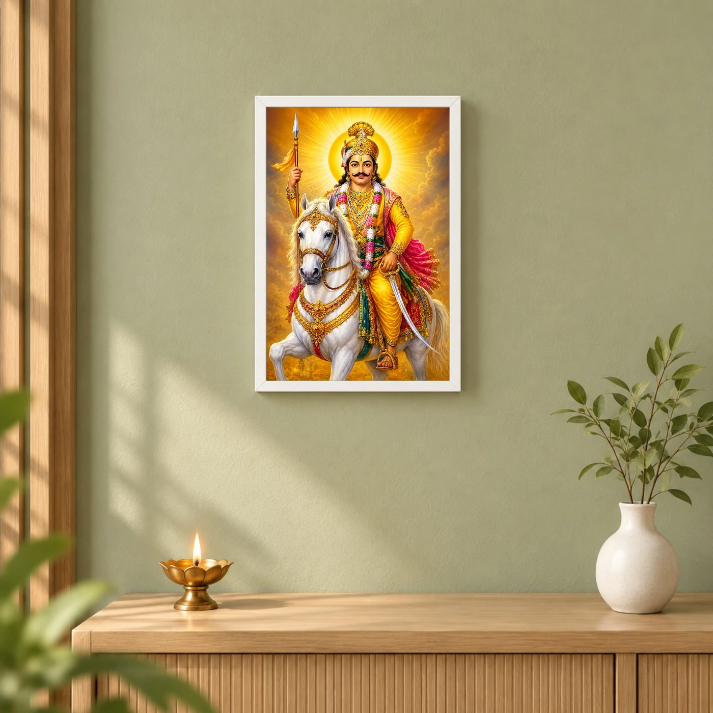 Khandoba Traditional Indian Miniature-Inspired Devotional Art Photo Frame, view 6
