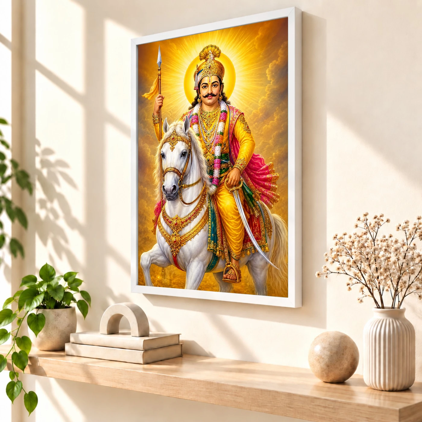 Khandoba Traditional Indian Miniature-Inspired Devotional Art Photo Frame, view 7