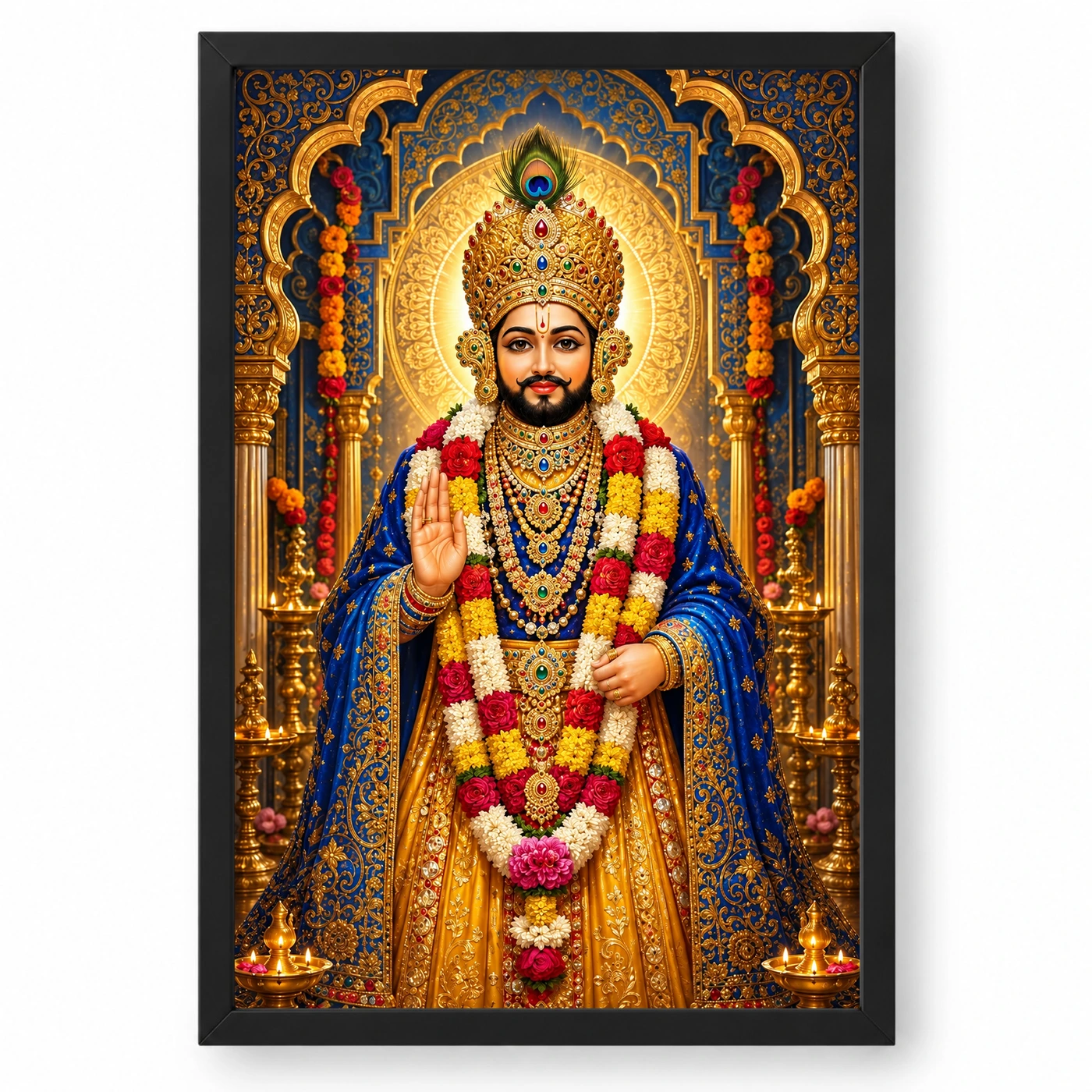 Khatu Shyam Blue Temple Radiance Photo Frame