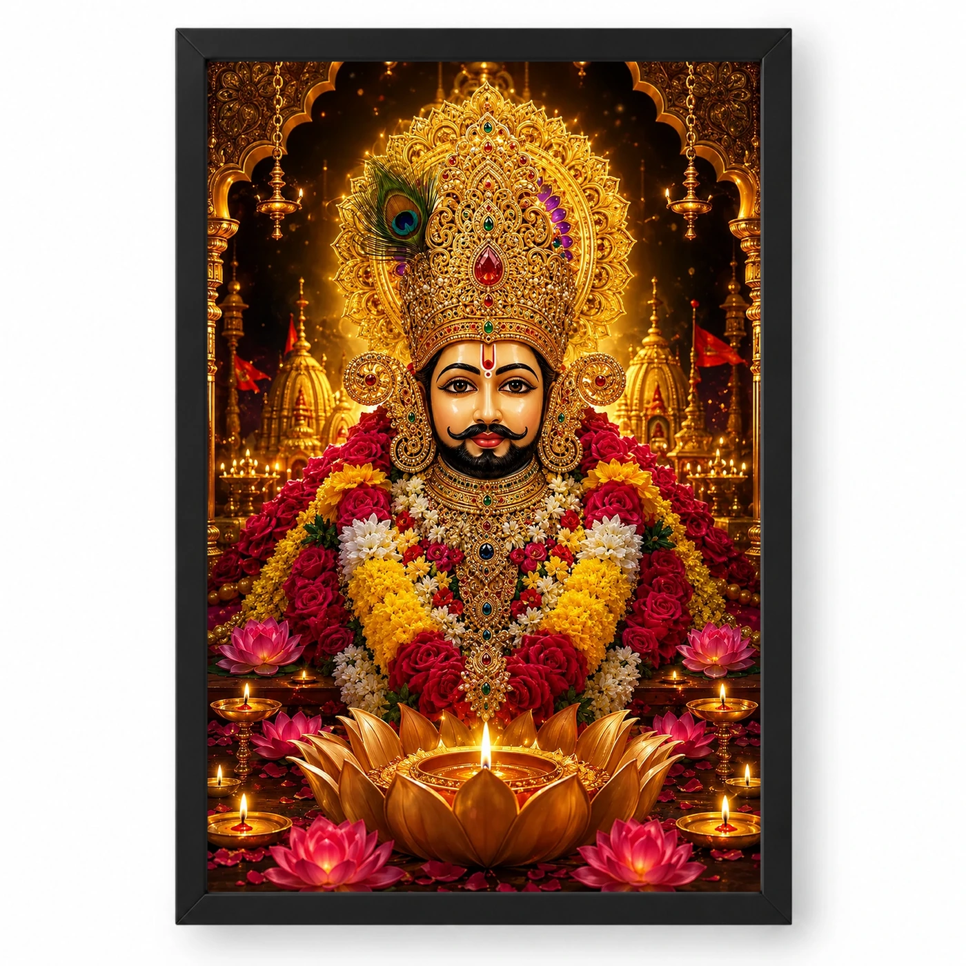 Khatu Shyam Lotus And Diya Radiance Photo Frame
