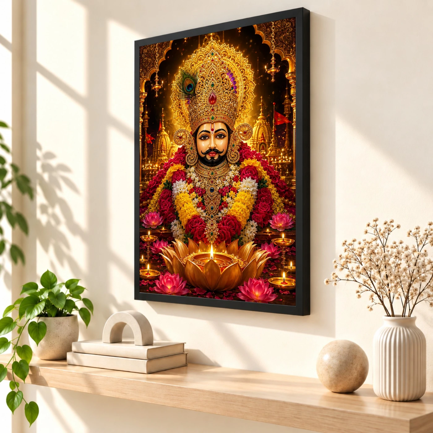 Khatu Shyam Lotus And Diya Radiance Photo Frame, view 2