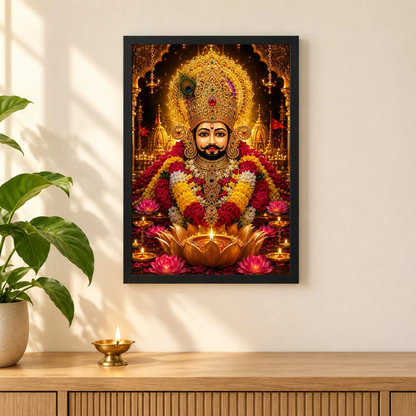 Khatu Shyam Lotus And Diya Radiance Photo Frame, view 3