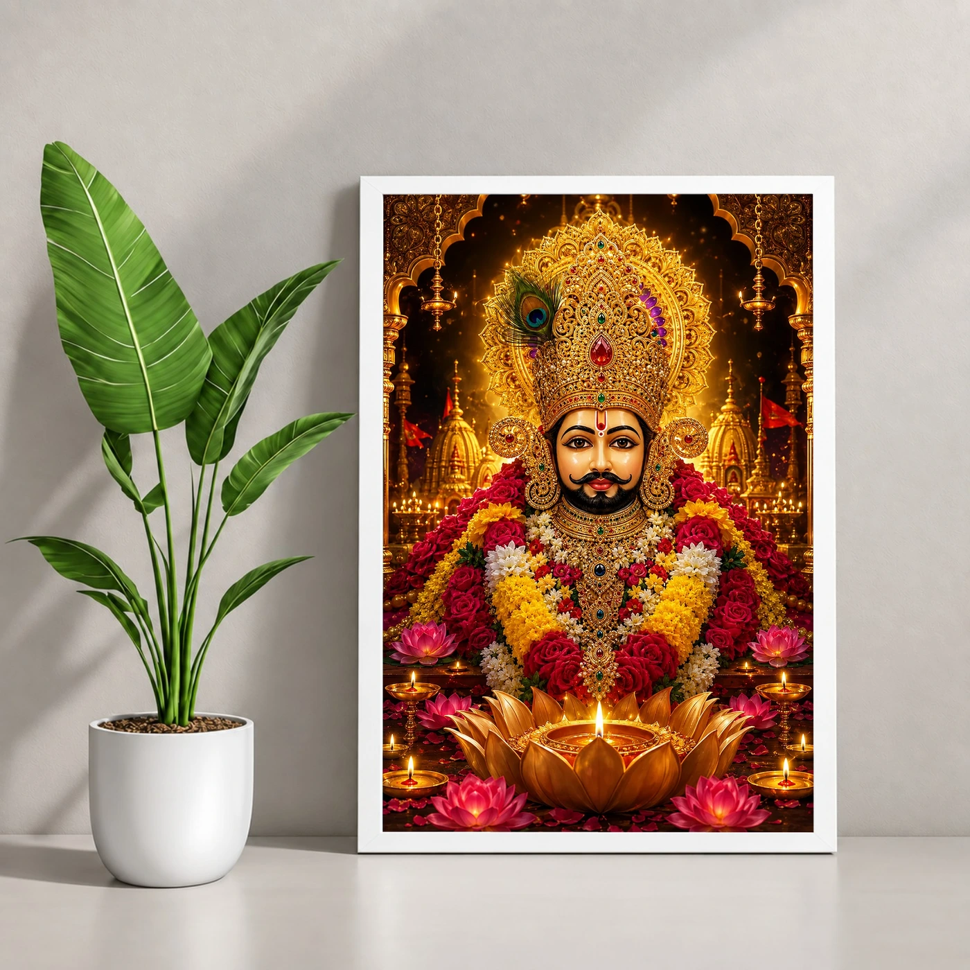 Khatu Shyam Lotus And Diya Radiance Photo Frame, view 4